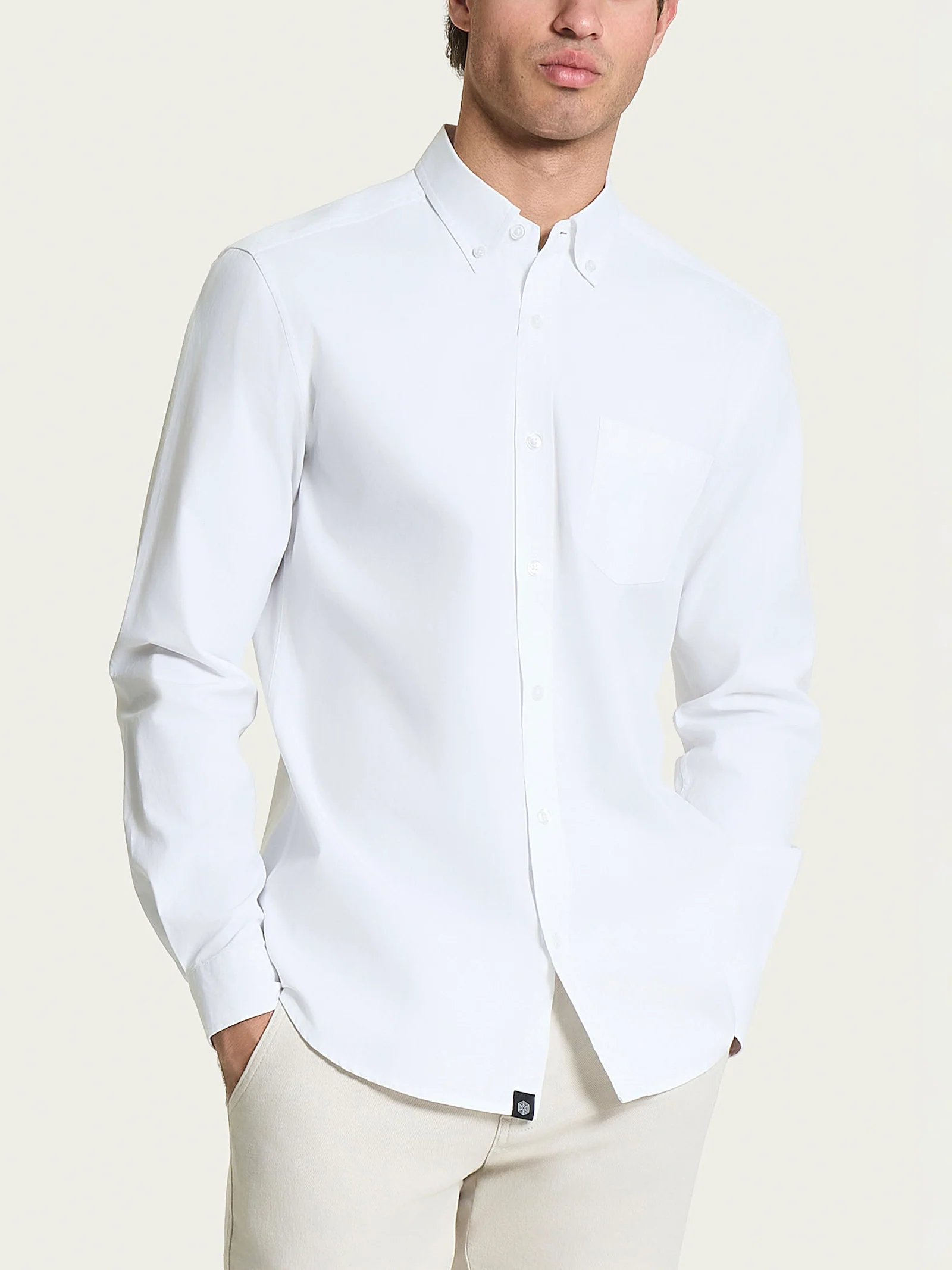 Camicia button down in Oxford Double Twisted - Bianco