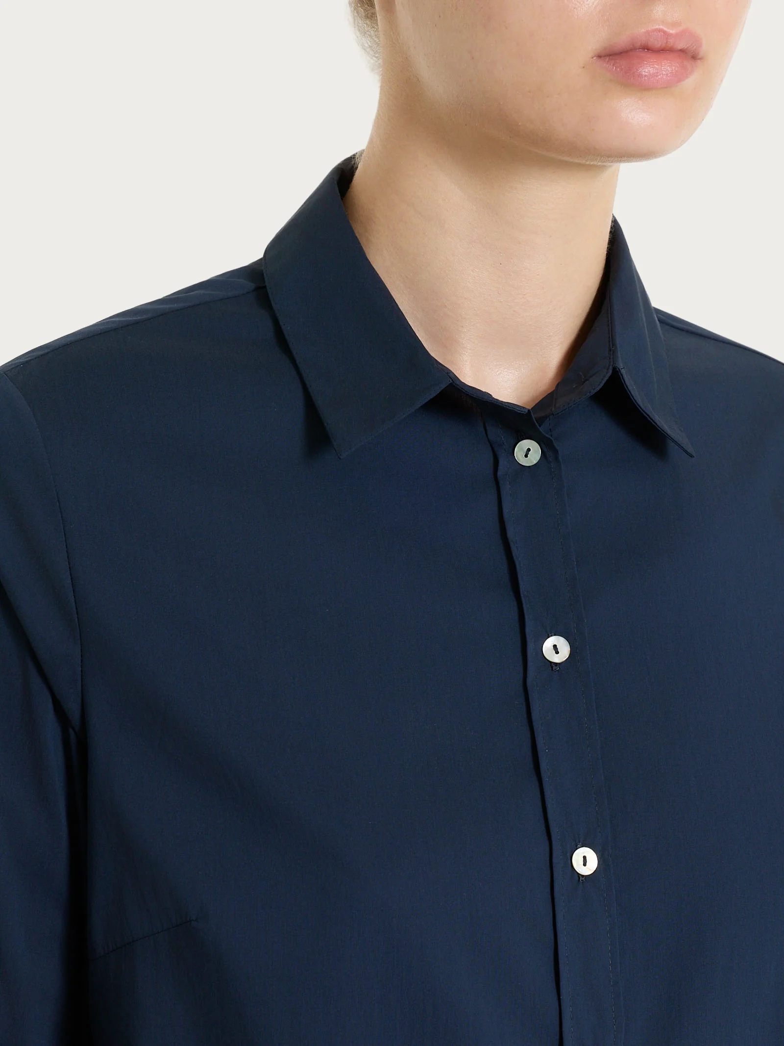 Camicia con manica 3/4 in Poplin di cotone - Bleu - Image 6