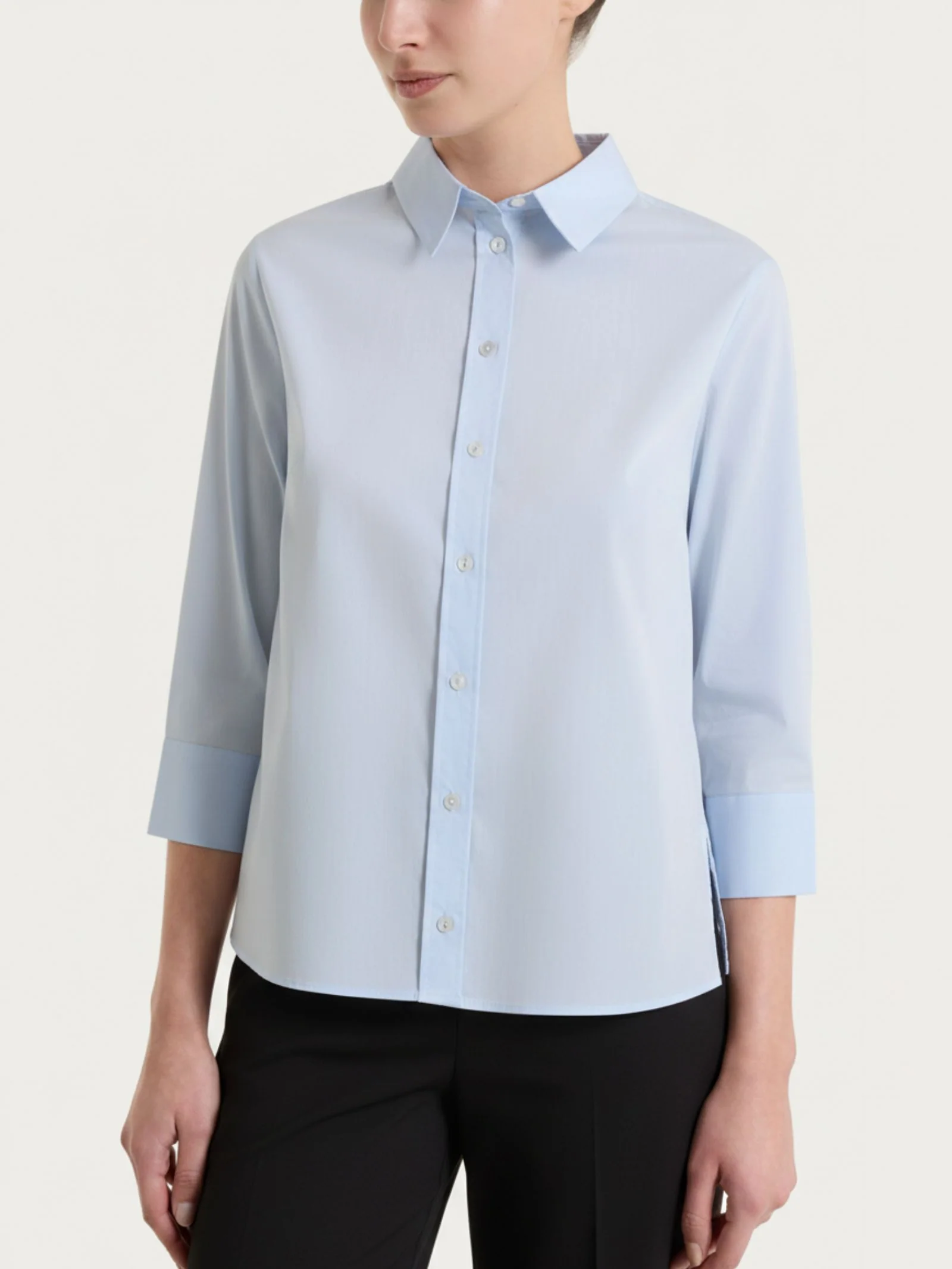 Camicia con manica 3/4 in Poplin di cotone - Skyway