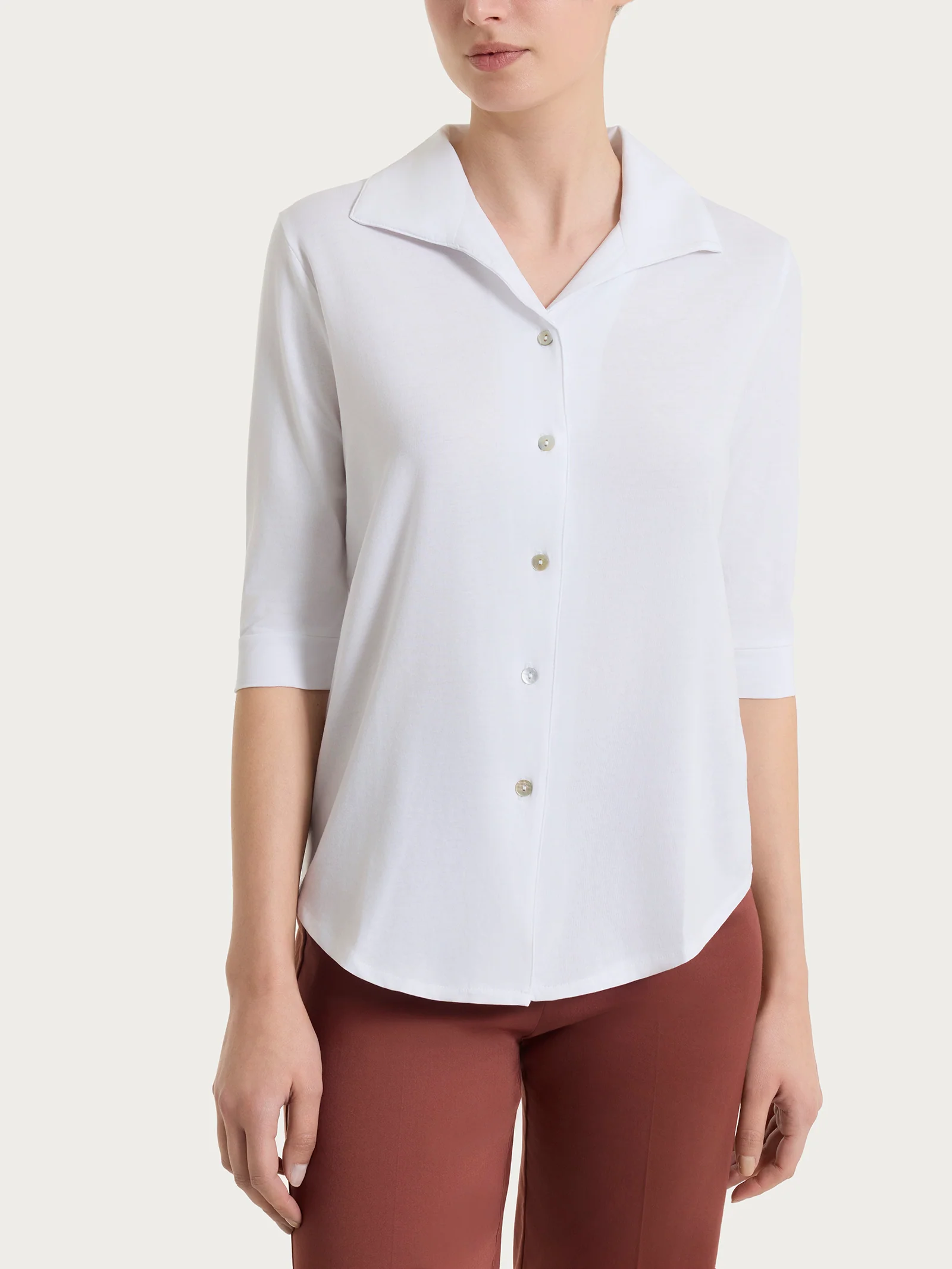 Camicia con manica 3/4 in Ultralight - Bianco
