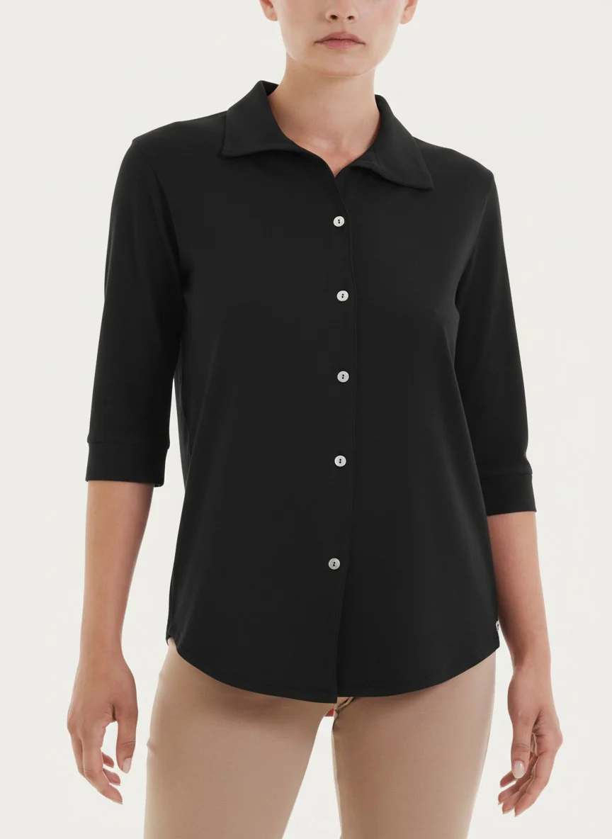 Camicia con manica 3/4 in Ultralight - Nero