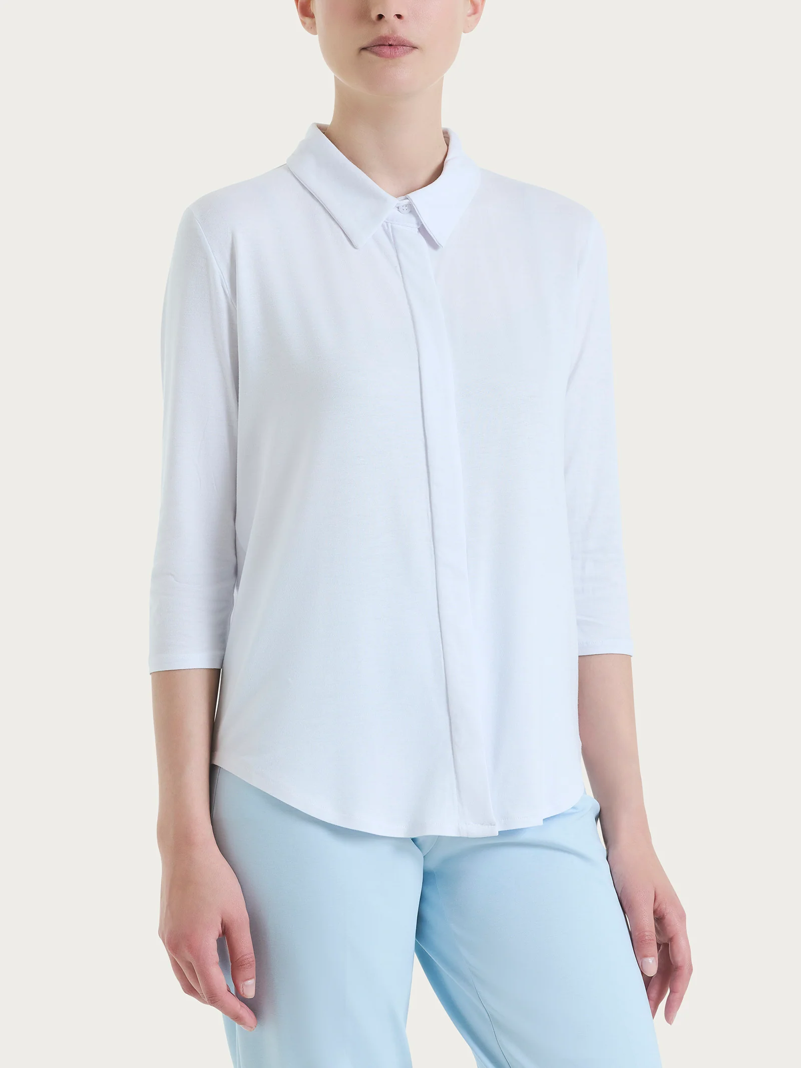 Camicia con manica 3/4 in Viscosa Summer - Bianco