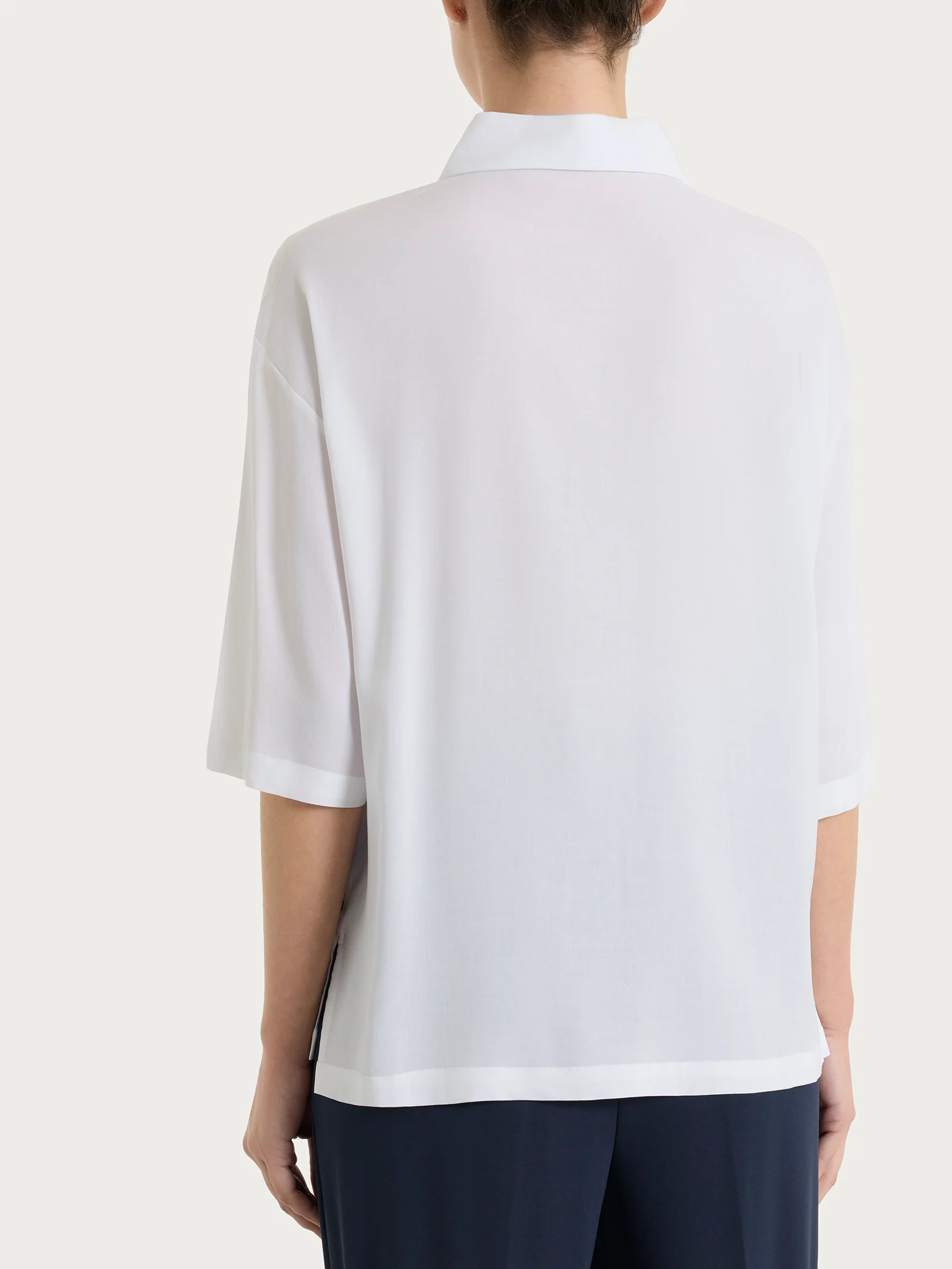 Camicia con manica 3/4 in Voile Stretch - Bianco - Image 2