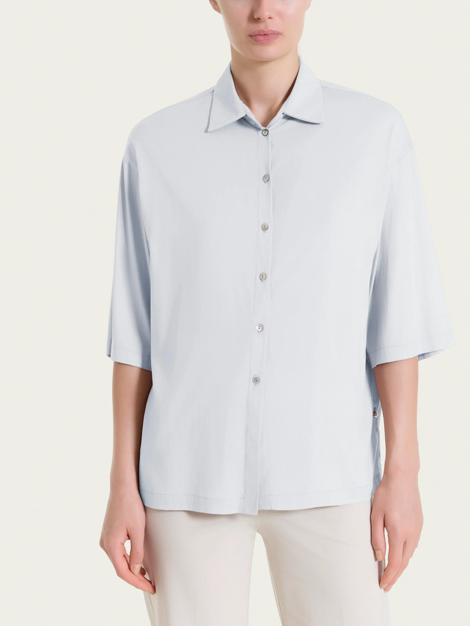 Camicia con manica 3/4 in Voile Stretch - Lilac Hint