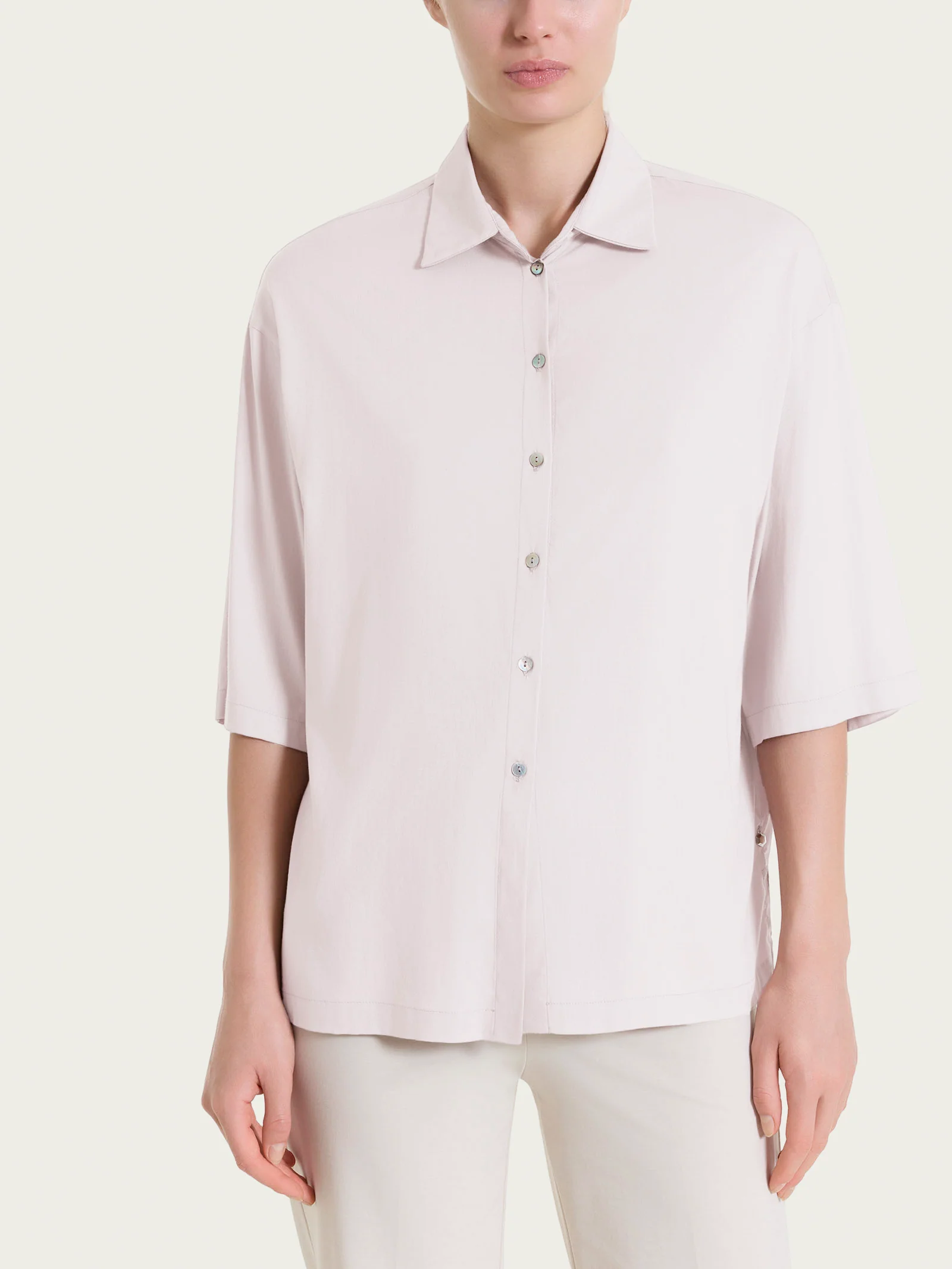 Camicia con manica 3/4 in Voile Stretch - Hushed Violet