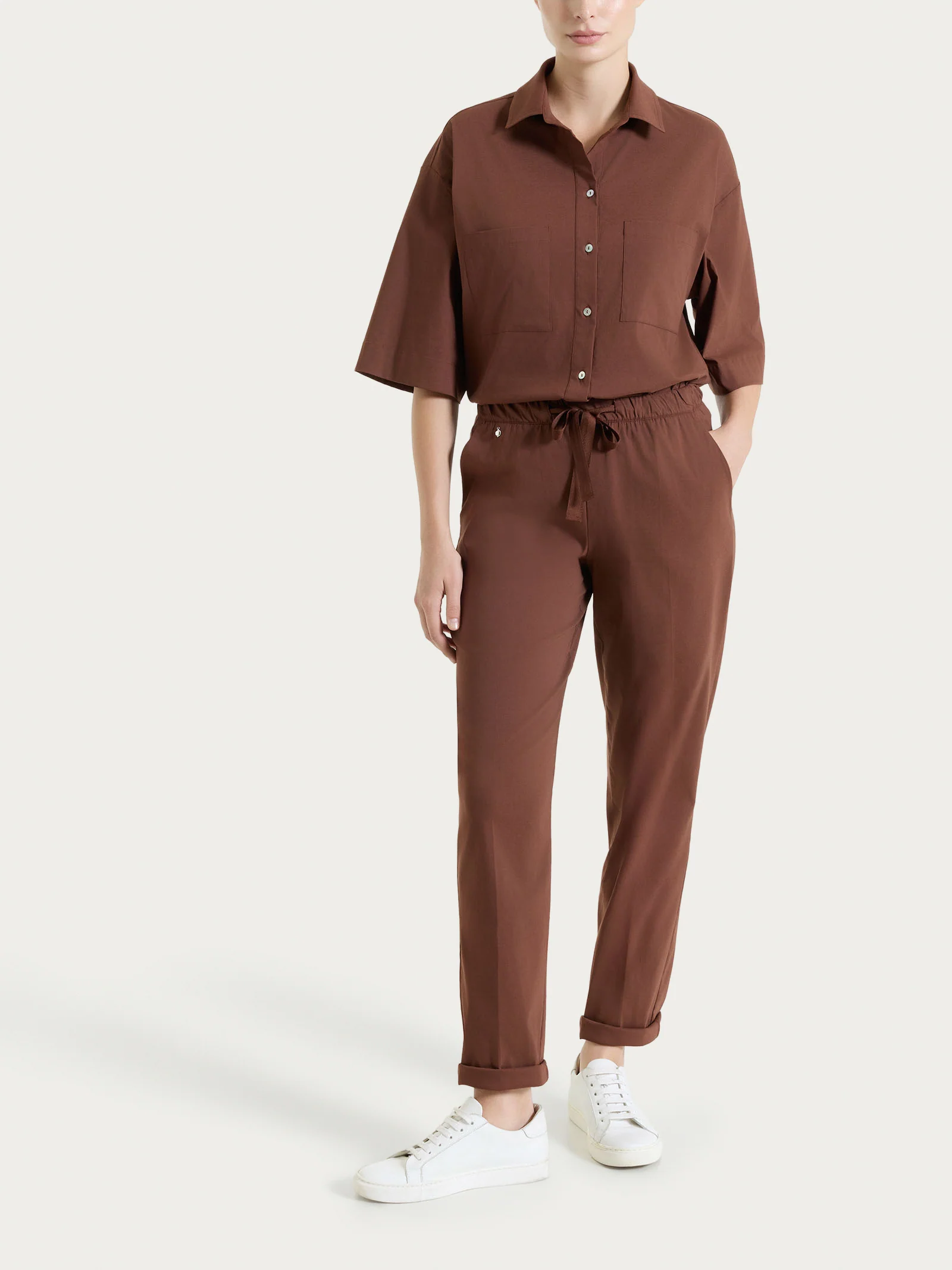 Camicia con manica corta in Super Fresh - Cappuccino - Image 5