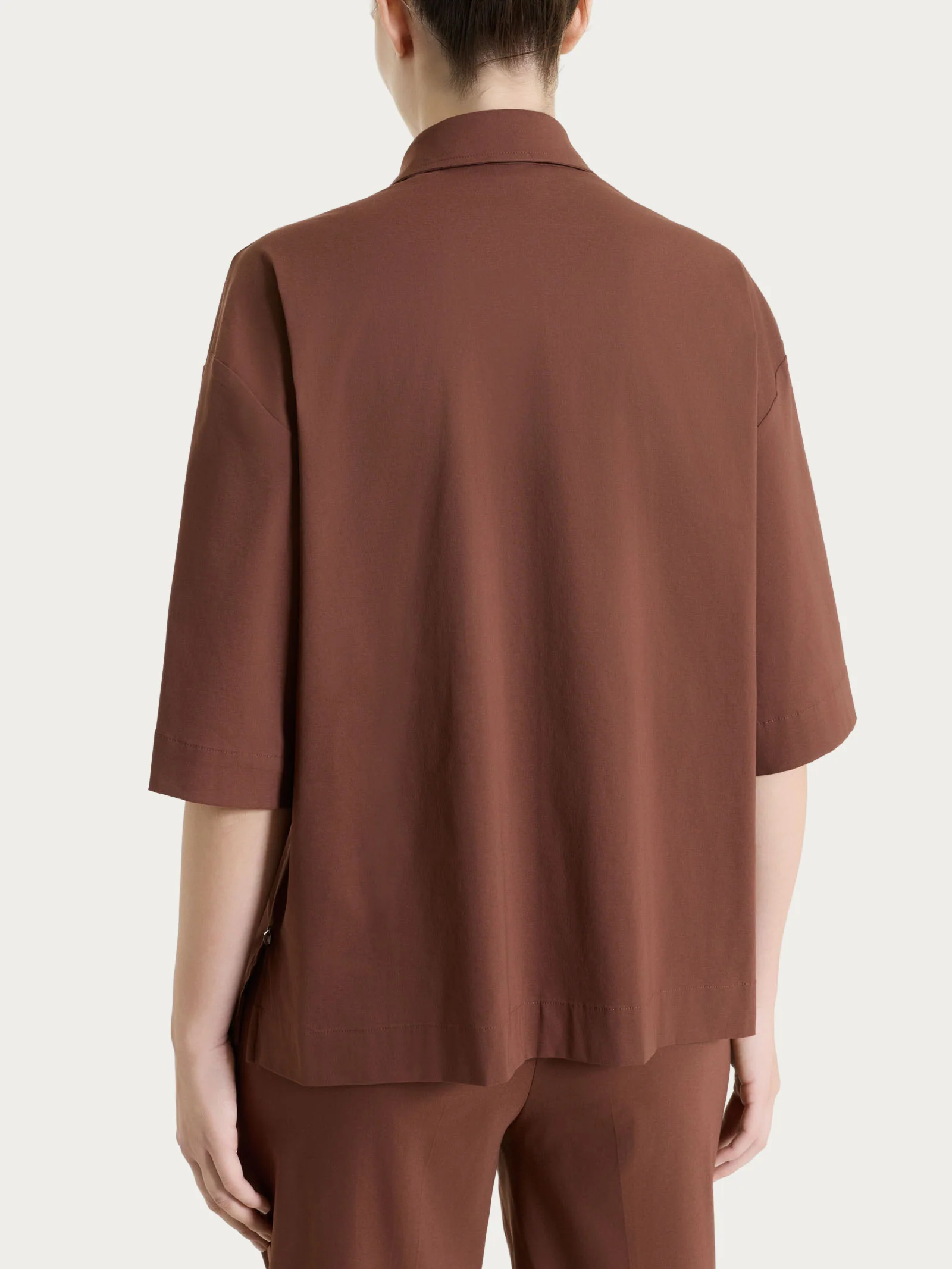 Camicia con manica corta in Super Fresh - Cappuccino - Image 6