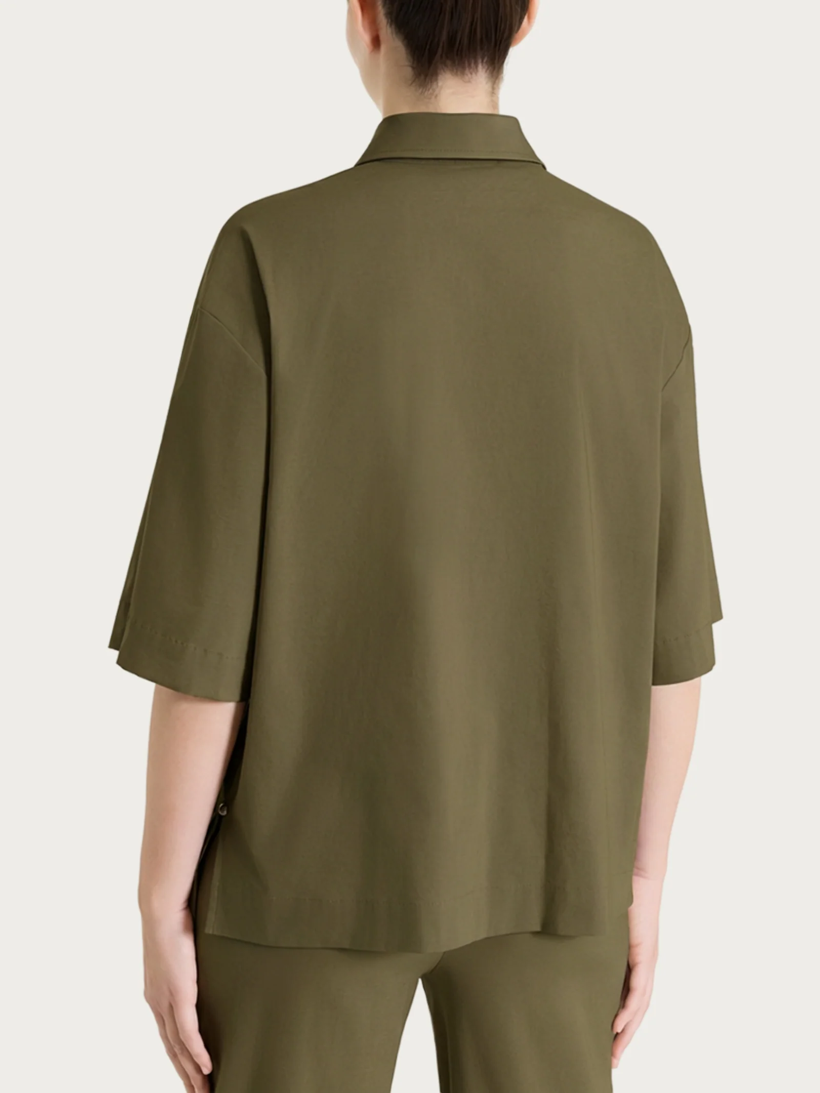 Camicia con manica corta in Super Fresh - Dark Olive - Image 2