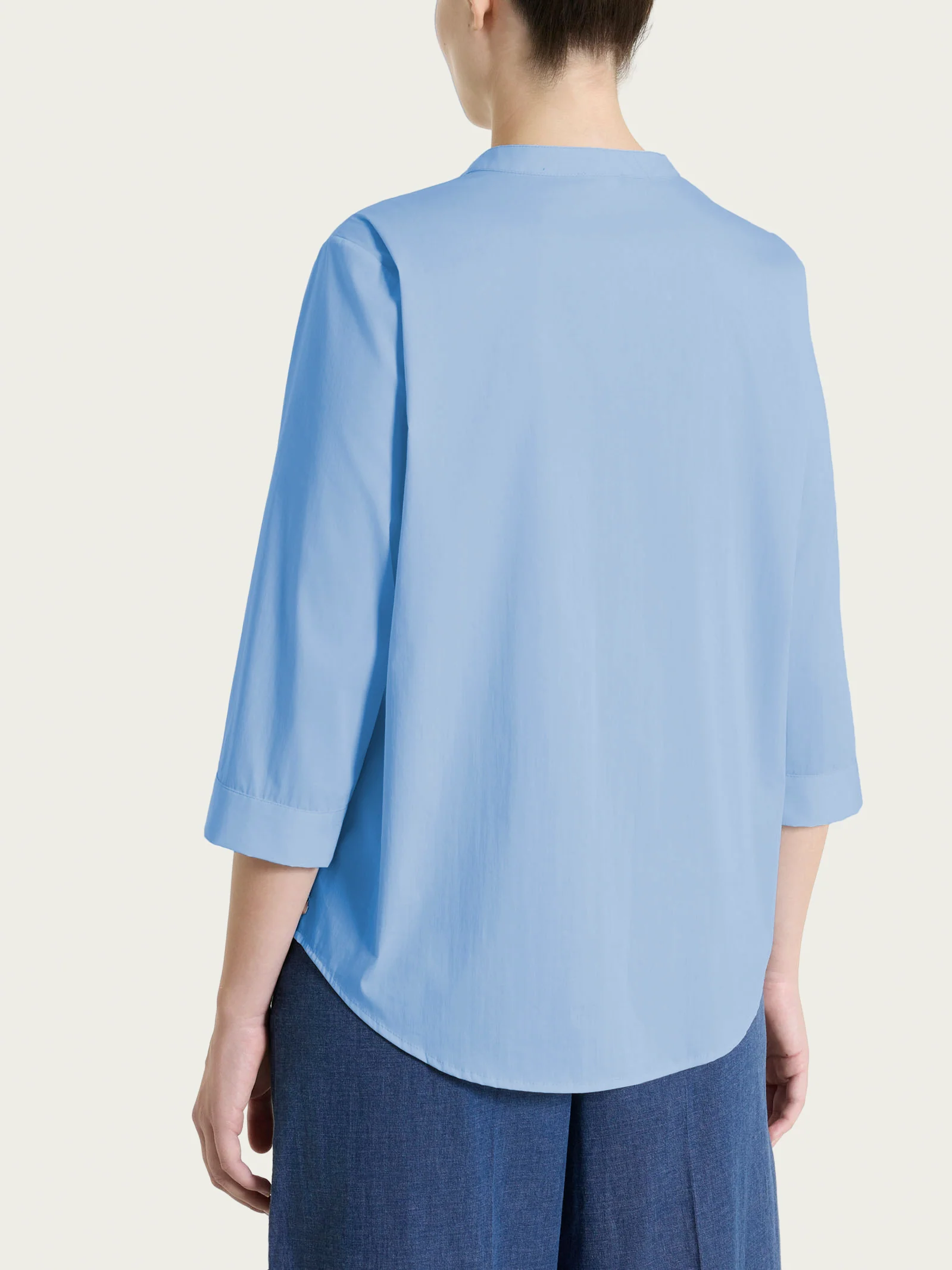Camicia con pieghe frontali in Poplin di Cotone - Bel Air Blue - Image 2