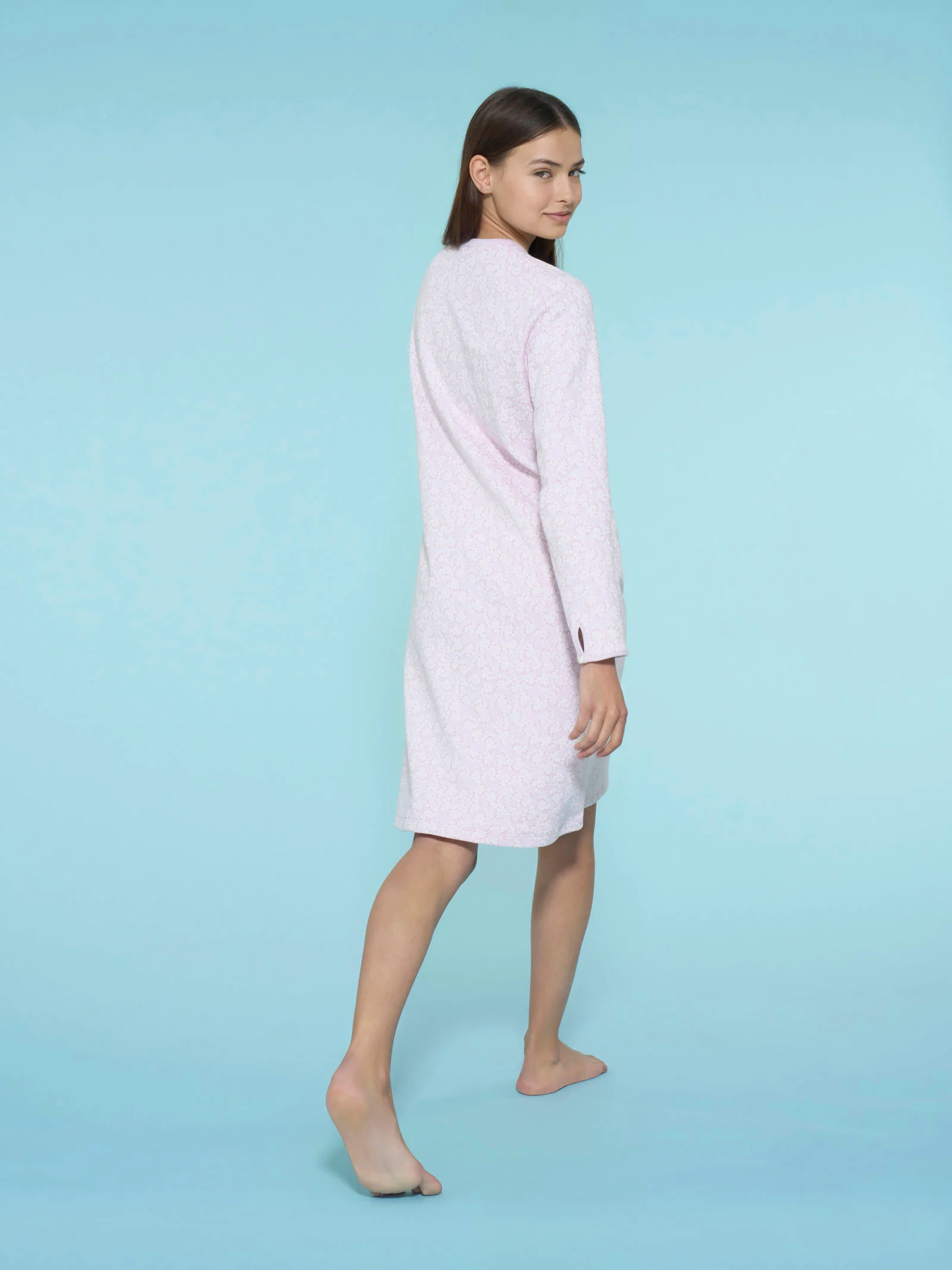 Camicia da notte a serafino in interlock di cotone - Fant. Lavender Fog - Image 2