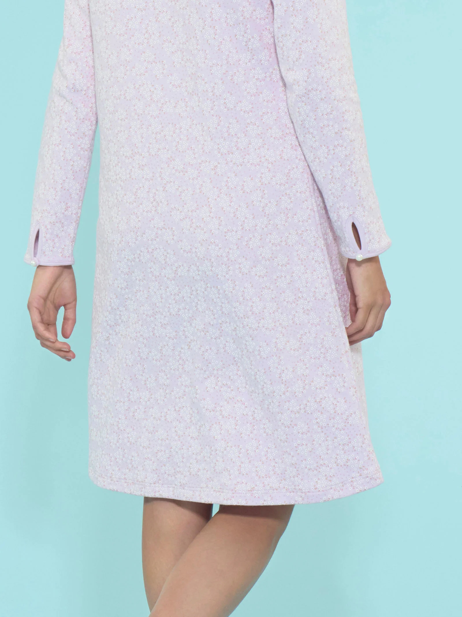 Camicia da notte a serafino in interlock di cotone - Fant. Lavender Fog - Image 3