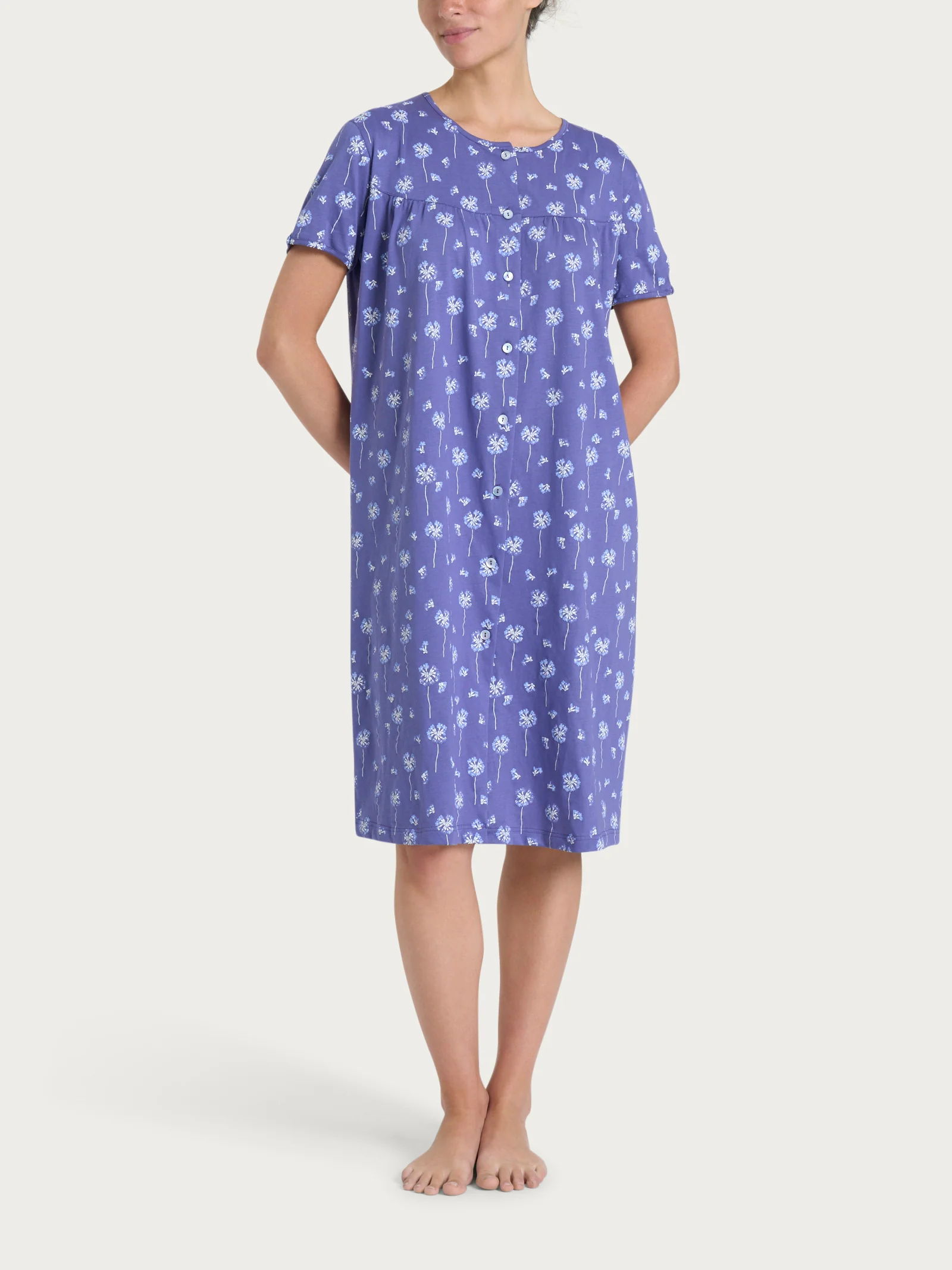 Camicia da notte aperta con arricciatura in Jersey di cotone 40-52 - Fant. Marlin