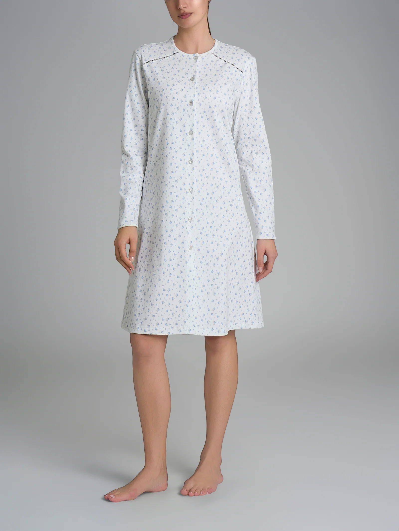 Camicia da notte aperta con dettagli in Interlock di cotone 56-60 - Fant. Eventide