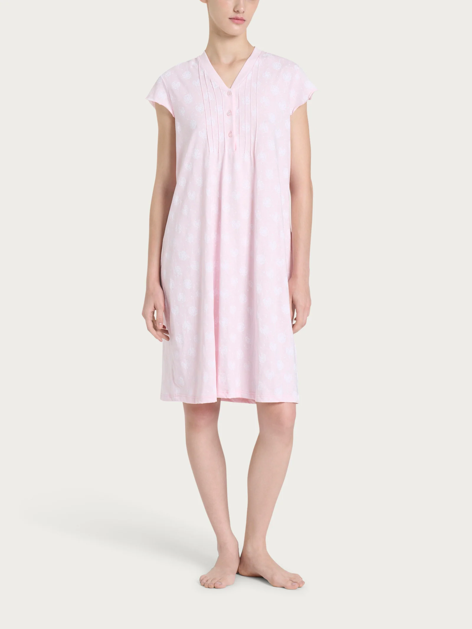 Camicia da notte aperta con nervature in Jersey di cotone - Fant. Pink a boo