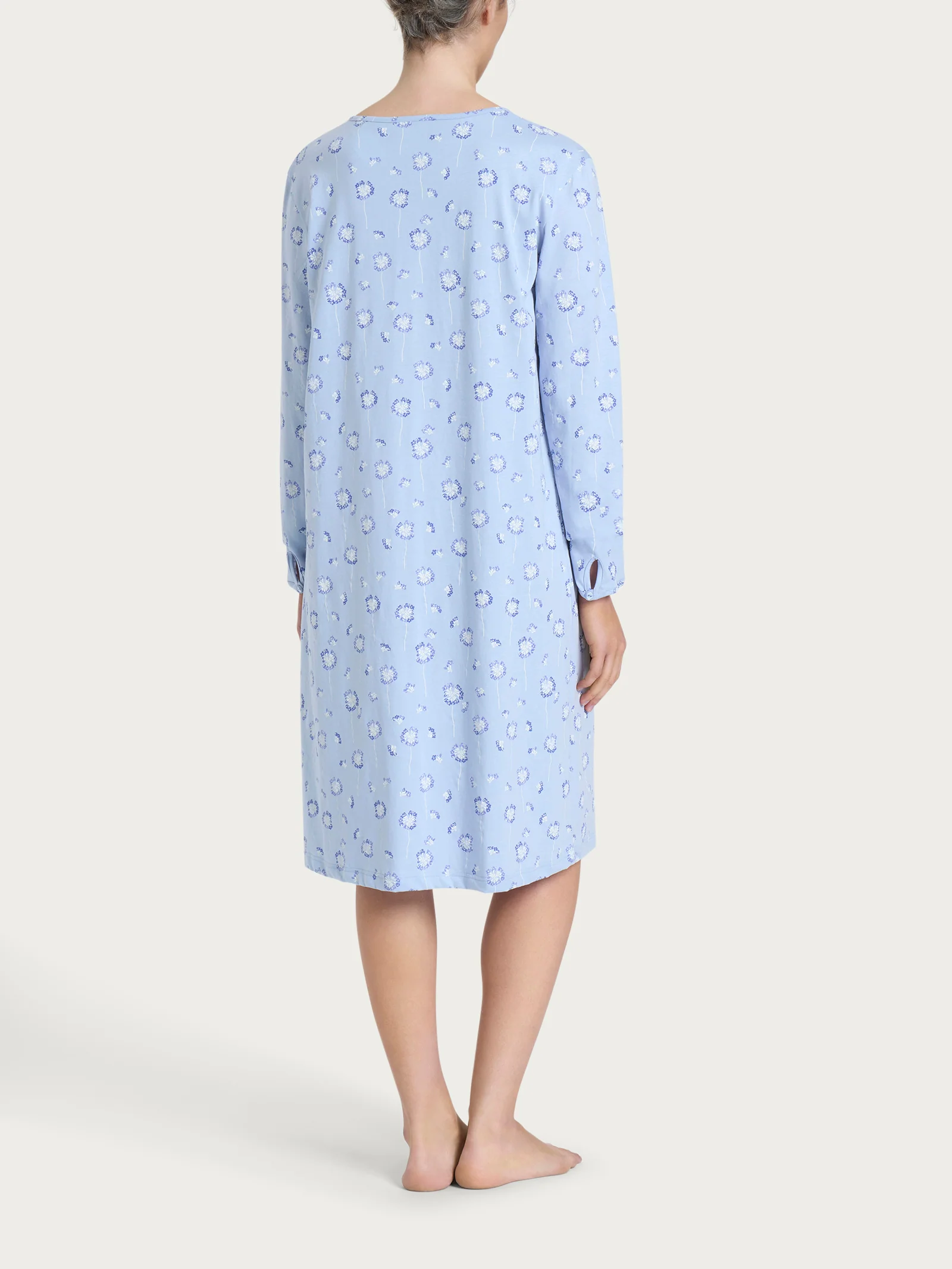 Camicia da notte aperta con soffioni in Jersey di cotone 54-60 - Fant. Brunnera Blue - Image 2