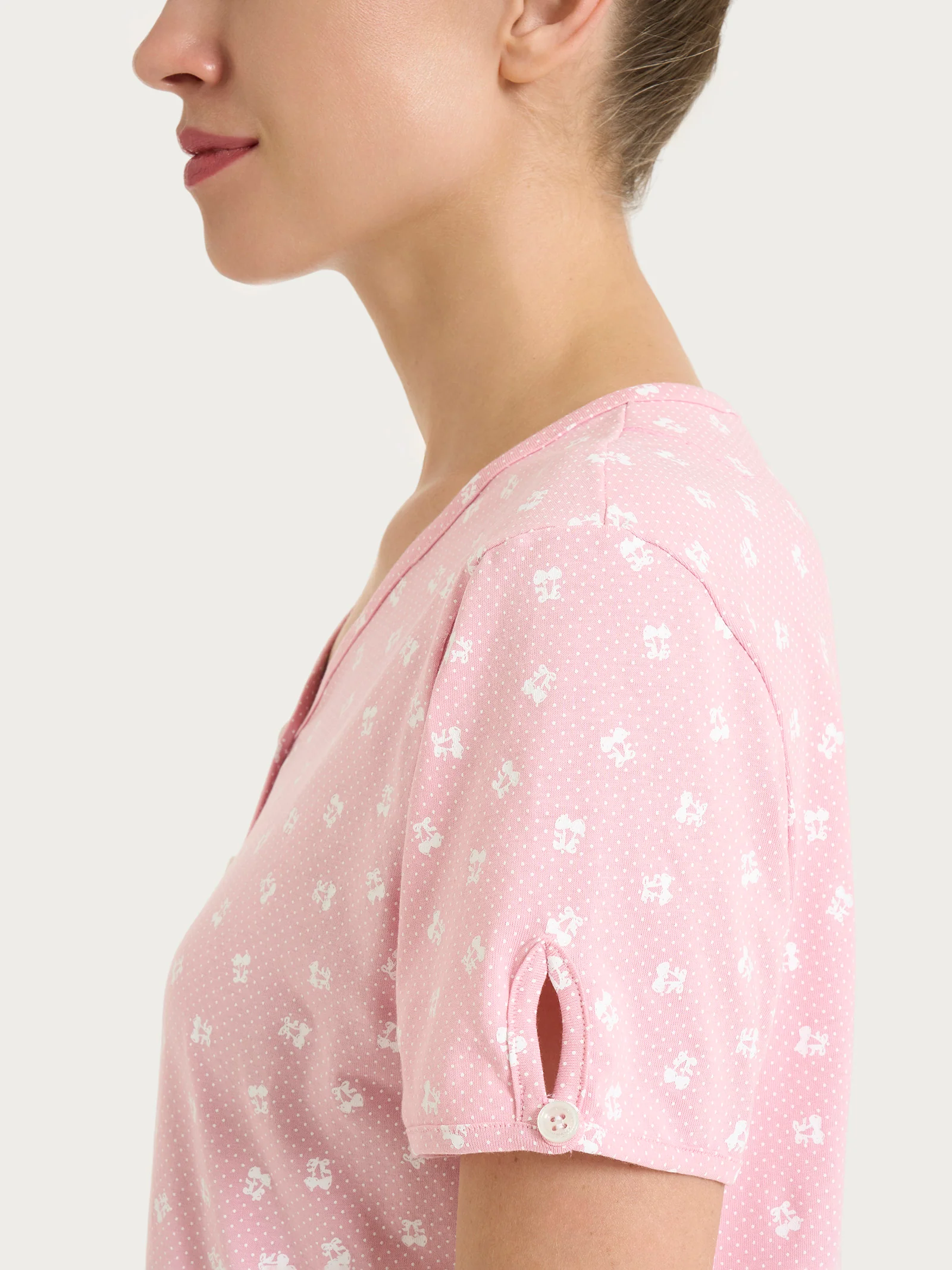 Camicia da notte con collo a serafino in Jersey di cotone 52-56 - Fant. Cameo Pink - Image 4