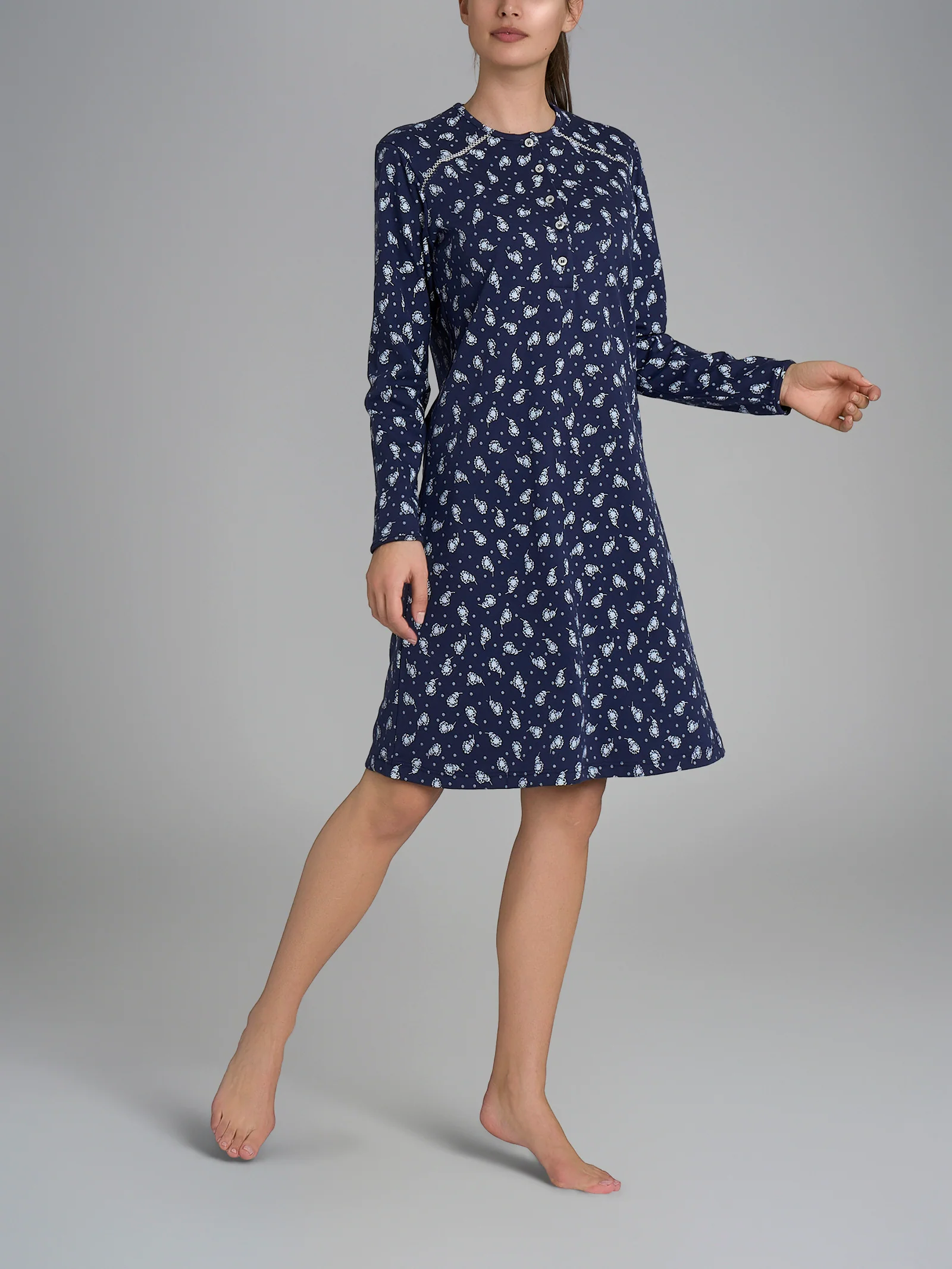 Camicia da notte con dettagli in Interlock di cotone 56-60 - Fant. Naval Academy Fiore