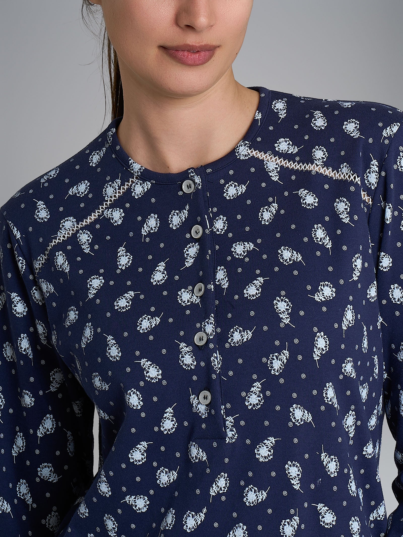 Camicia da notte con dettagli in Interlock di cotone 56-60 - Fant. Naval Academy Fiore - Image 3