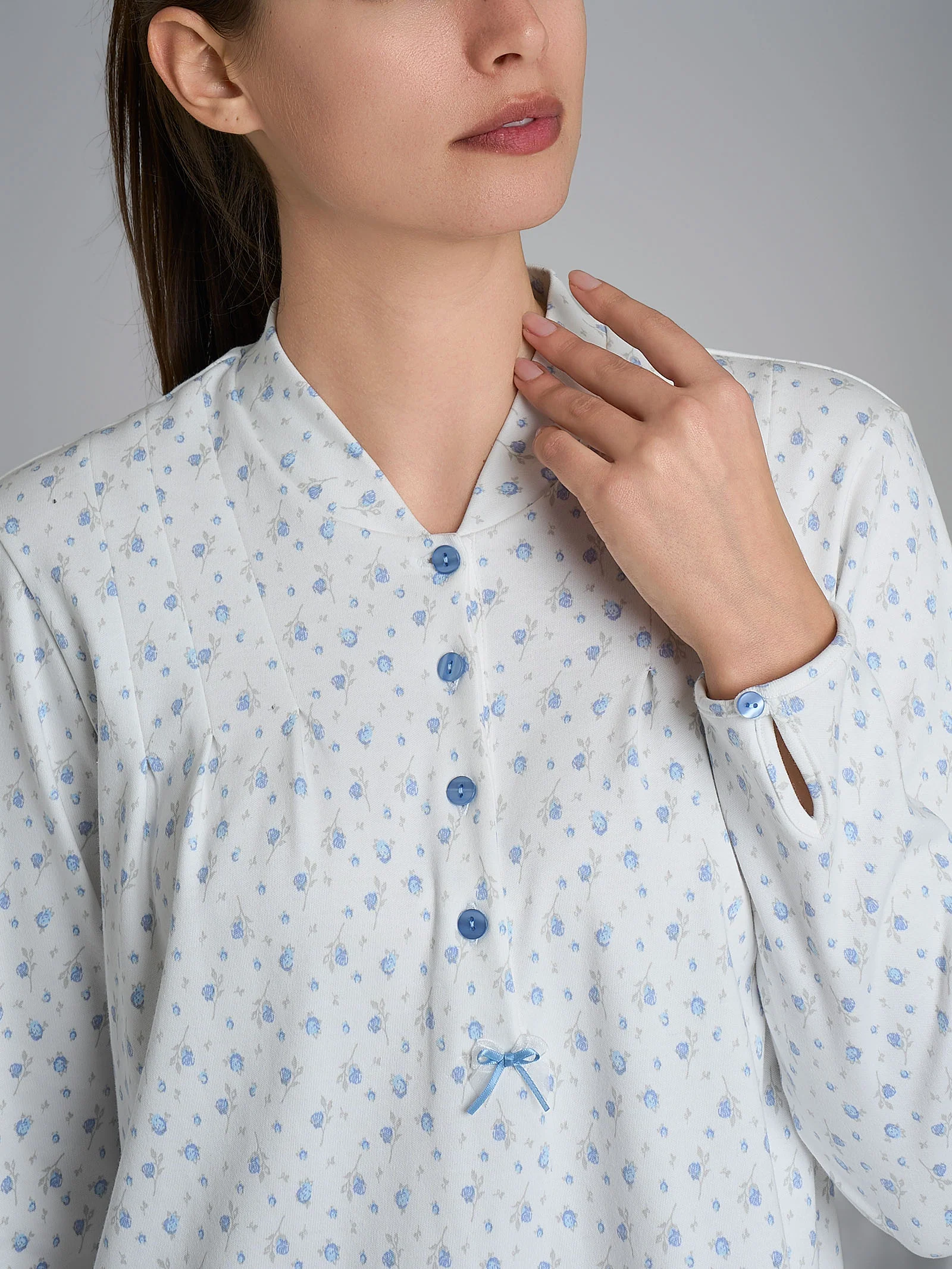 Camicia da notte con pieghe in Interlock di cotone 40-54 - Fant. Eventide - Image 3