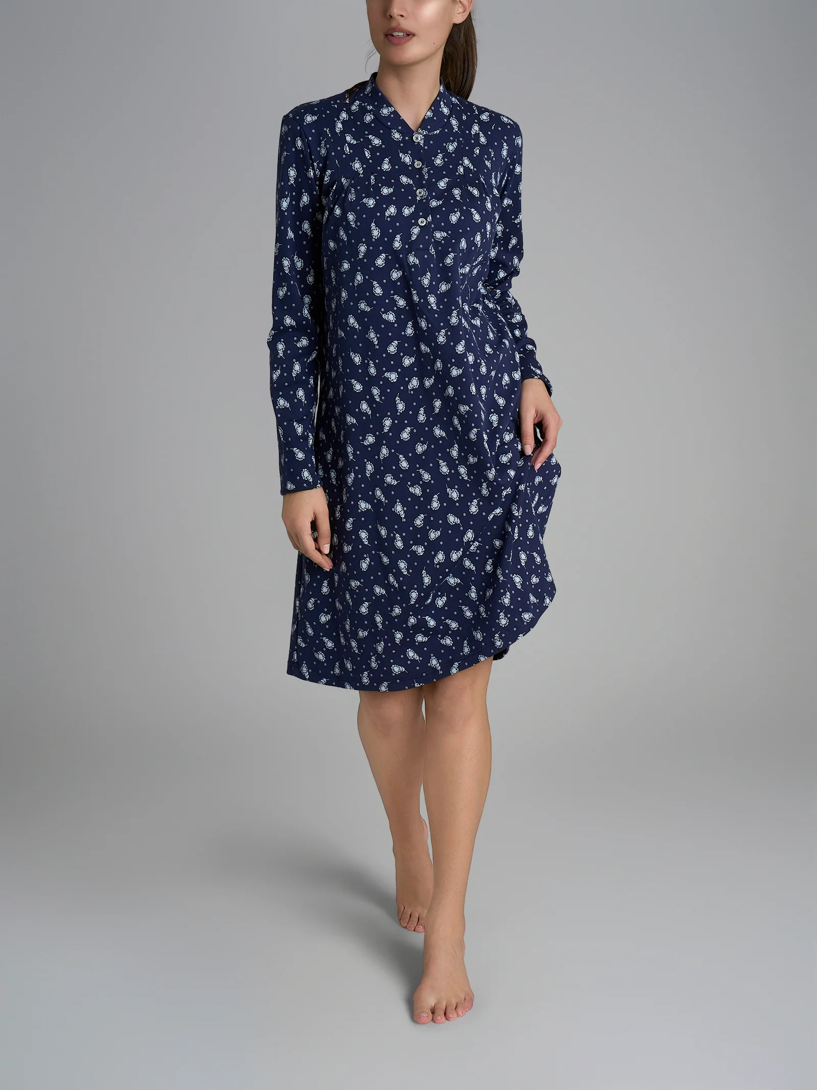 Camicia da notte con pieghe in Interlock di cotone 40-54 - Fant. Naval Academy Fiore