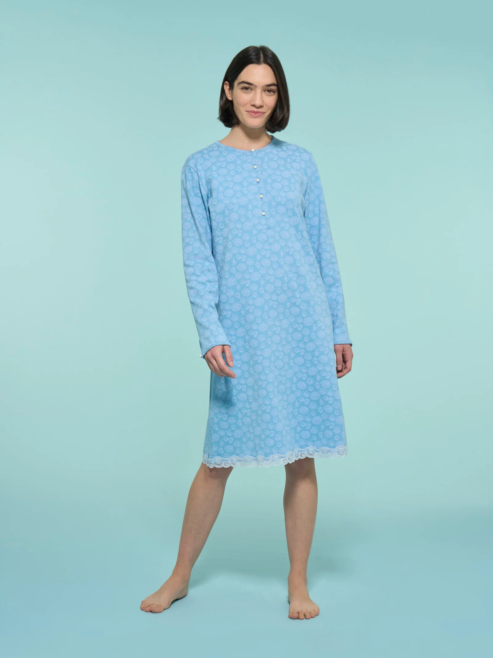 Camicia da notte in interlock di cotone - Fant. Dusk Blue