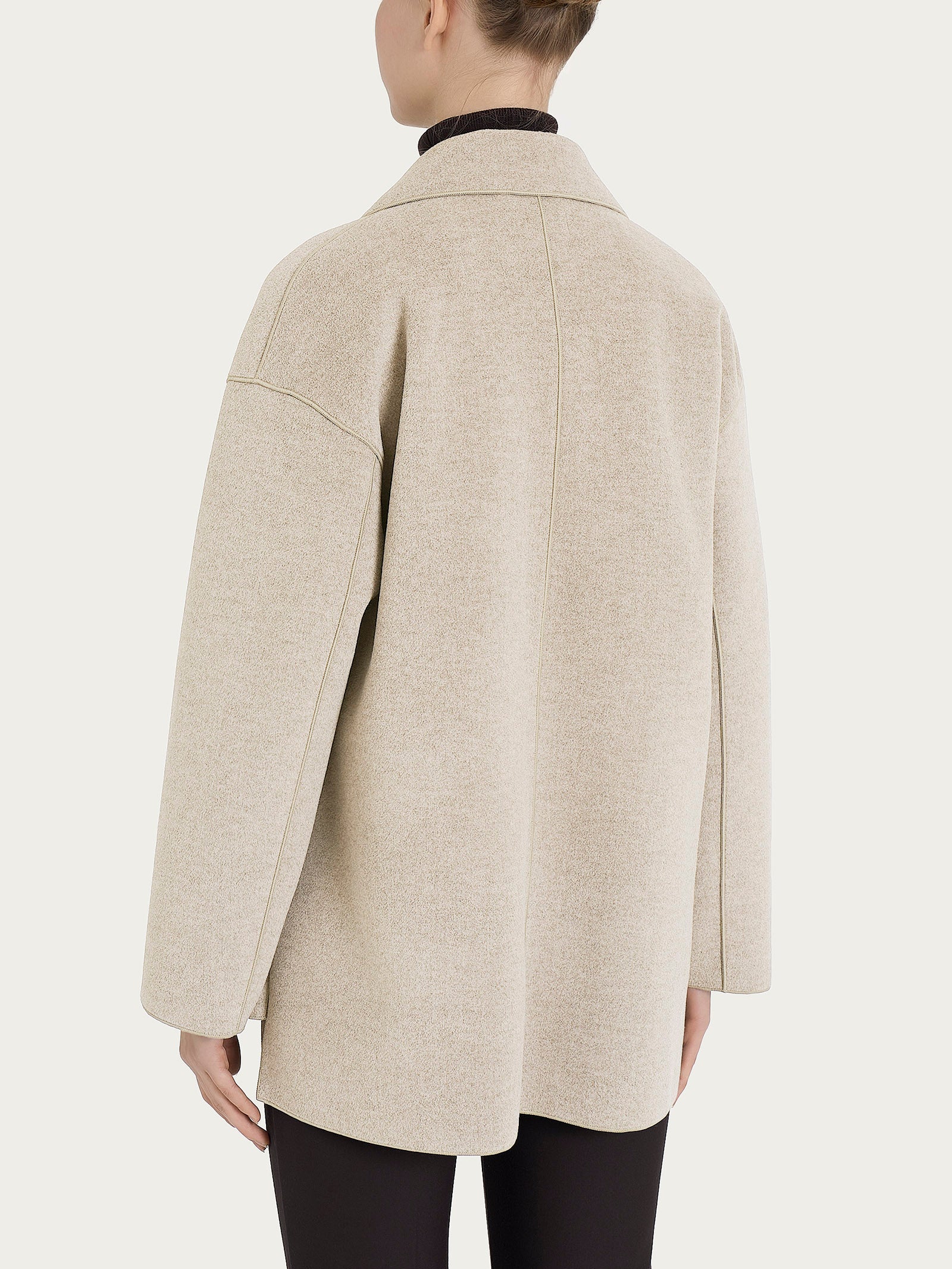 Cappotto caban in Vegan Wool - CHAMPIGNON MEL. - Image 2