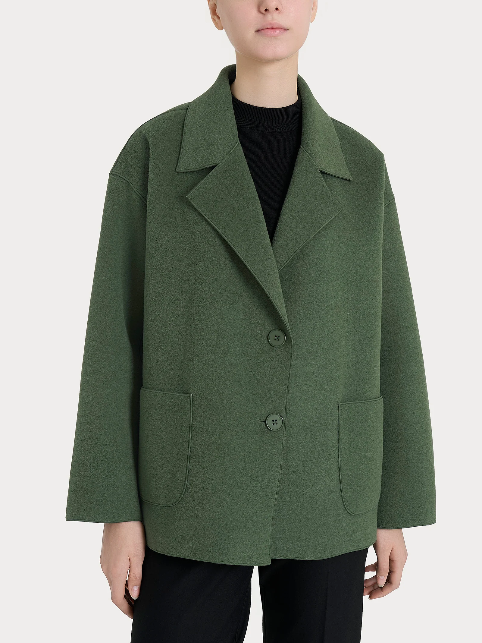 Cappotto caban in Vegan Wool - Bronze Green