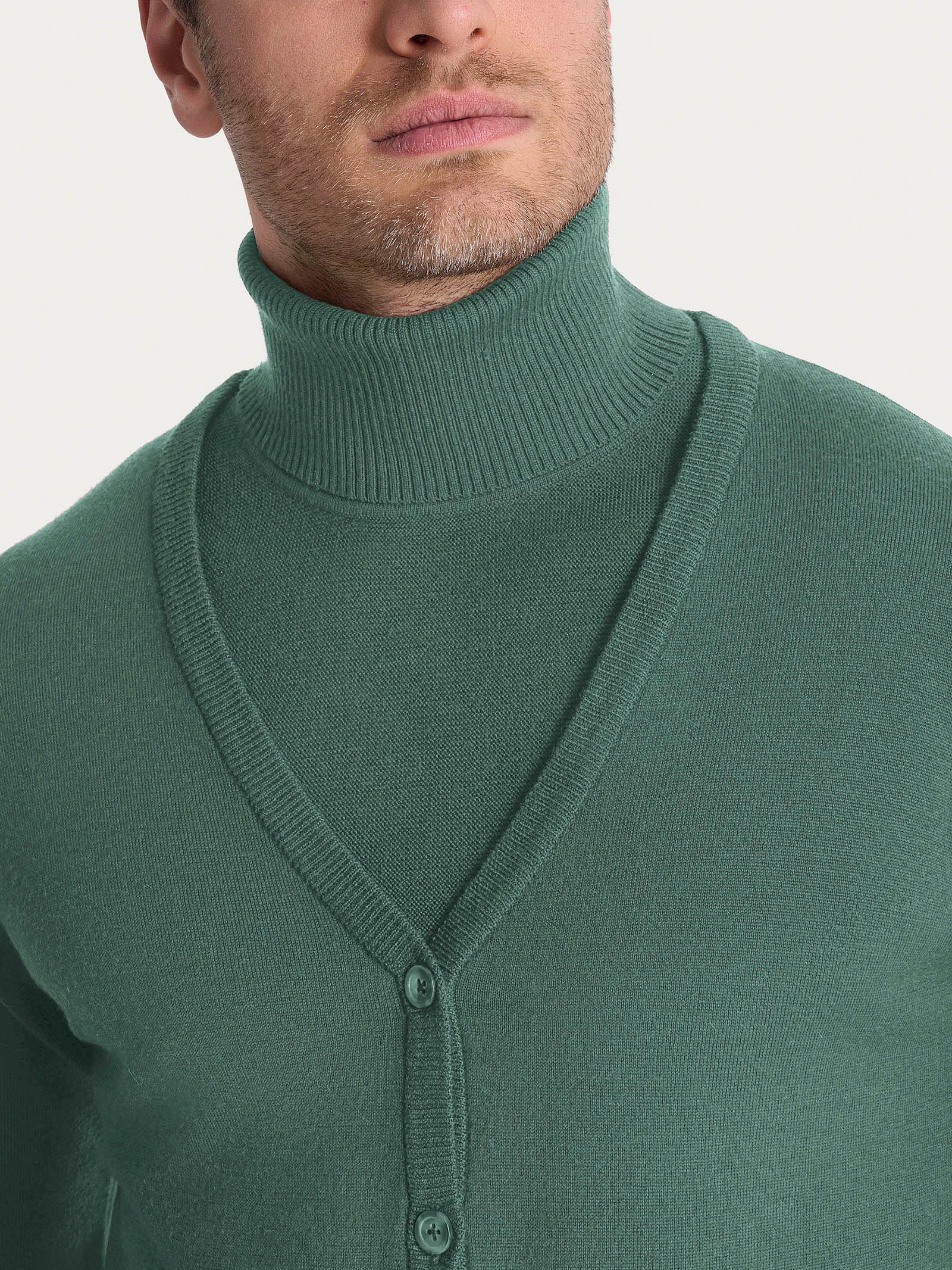 Cardigan a maglia unita in Merino Soft - Dark Forest - Image 3