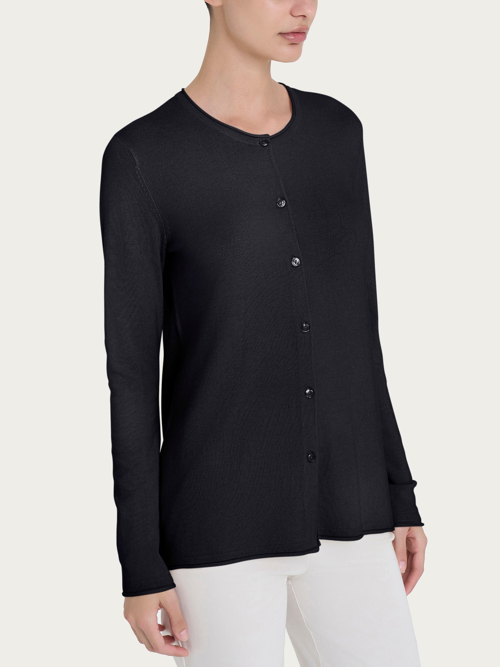Cardigan aperto con bottoni in Summertime - Nero