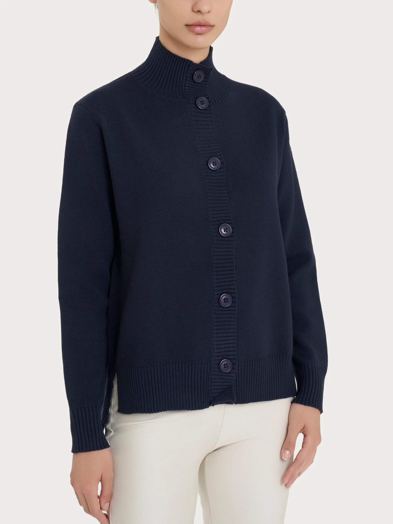 Cardigan aperto con bottoni in super soft - Bleu