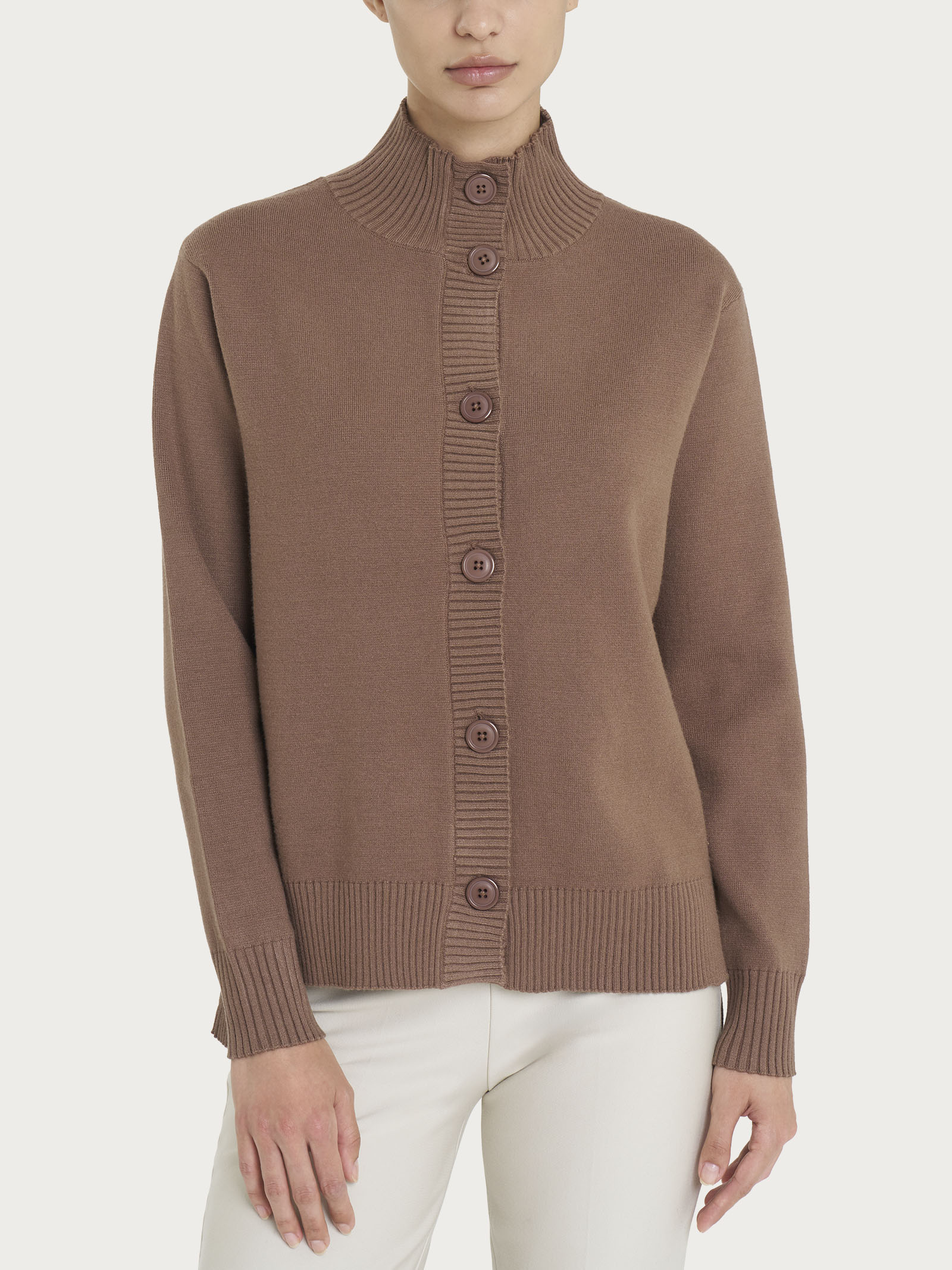 Cardigan aperto con bottoni in super soft - Pine Bark