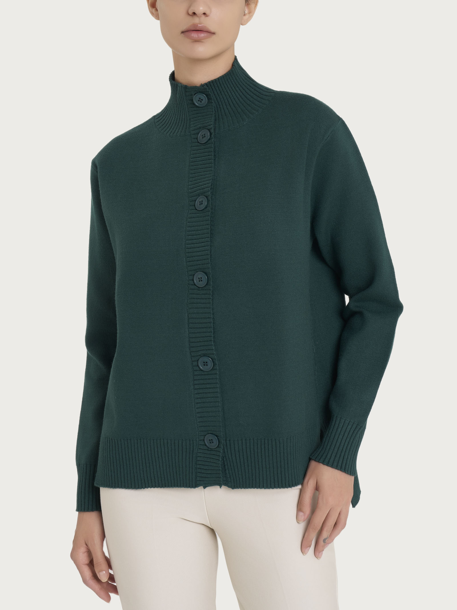 Cardigan aperto con bottoni in super soft - Rain Forest