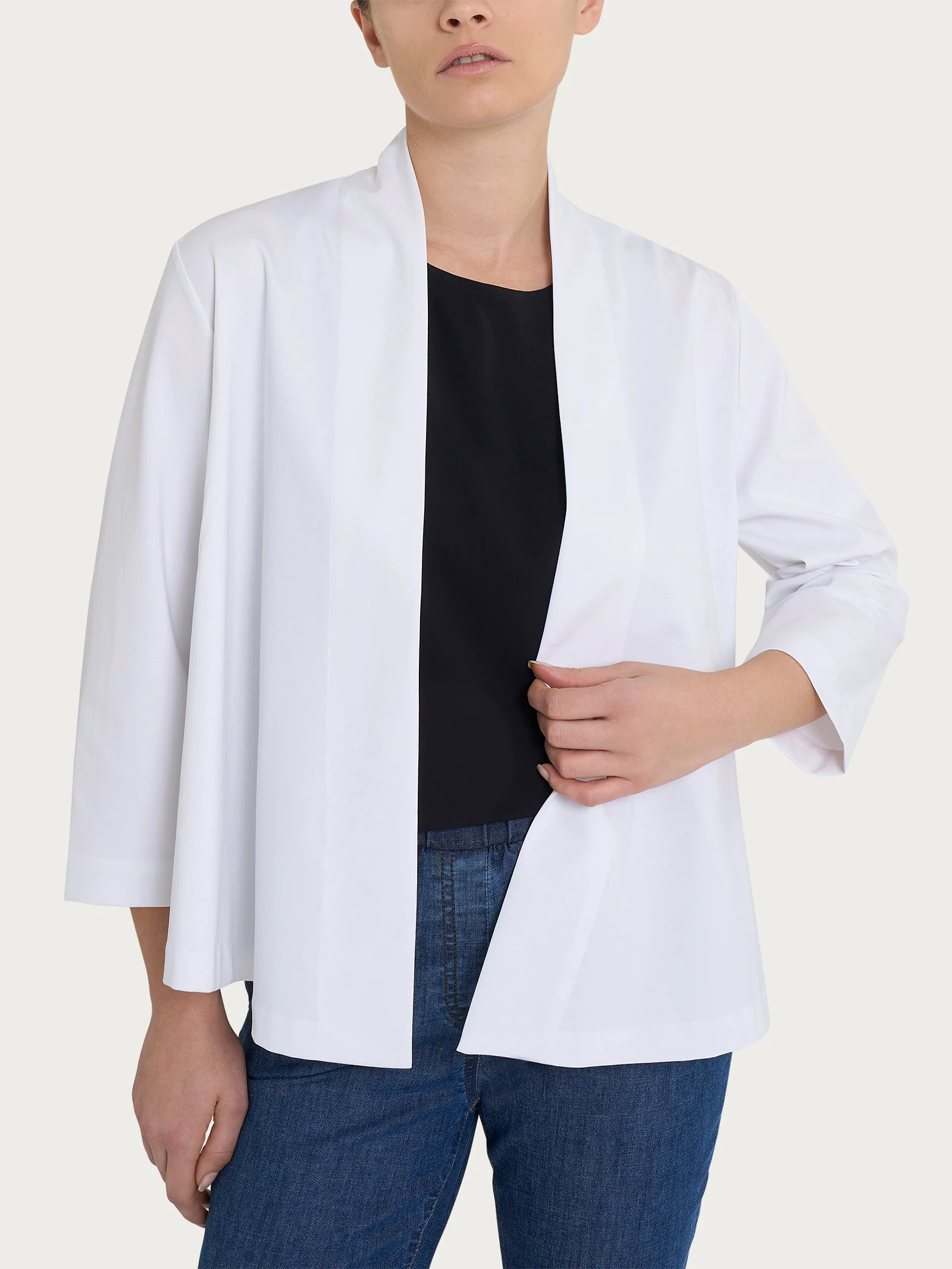 Cardigan aperto in Compact Light - Bianco