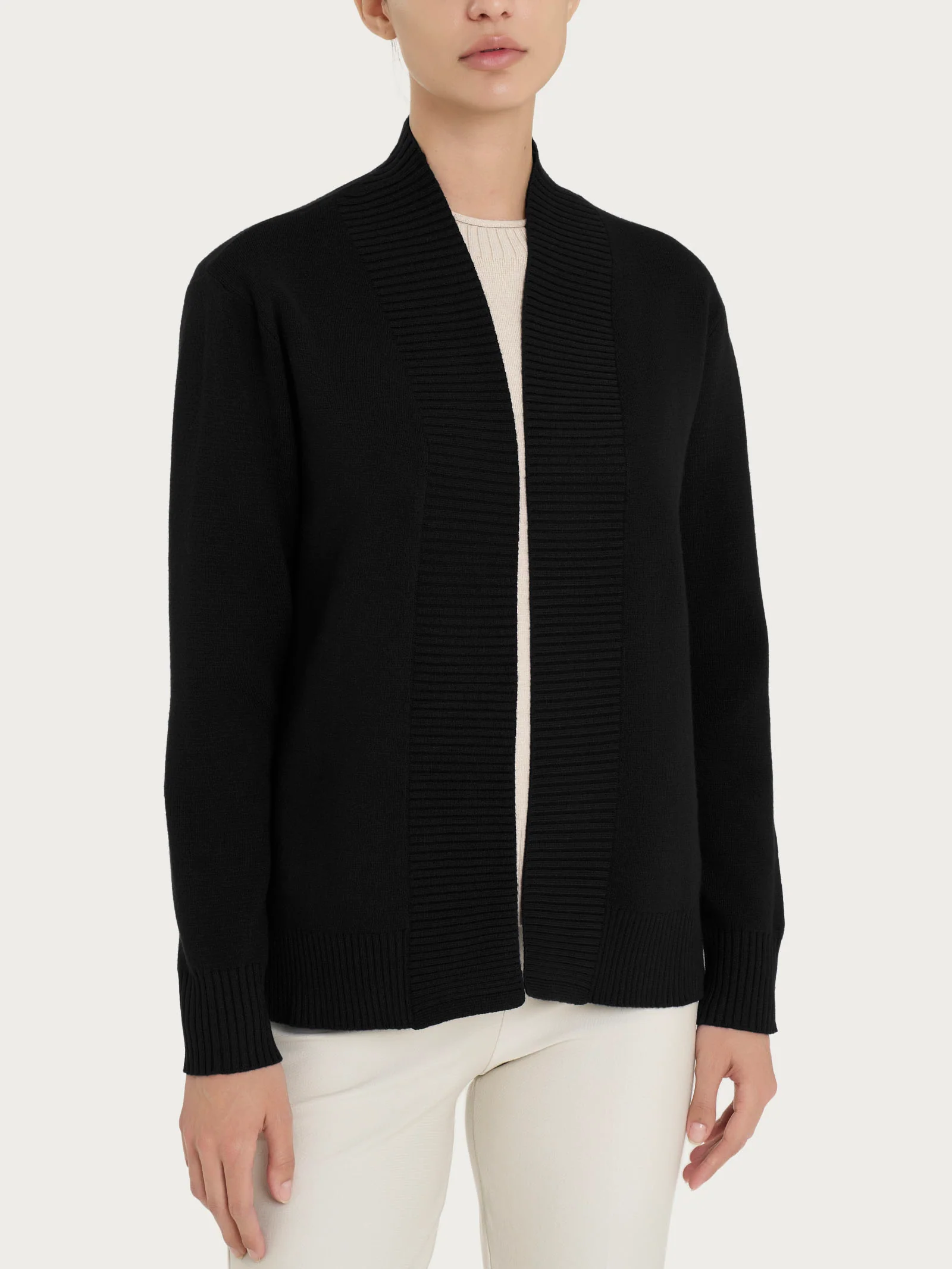 Cardigan aperto in Super Soft  - Nero