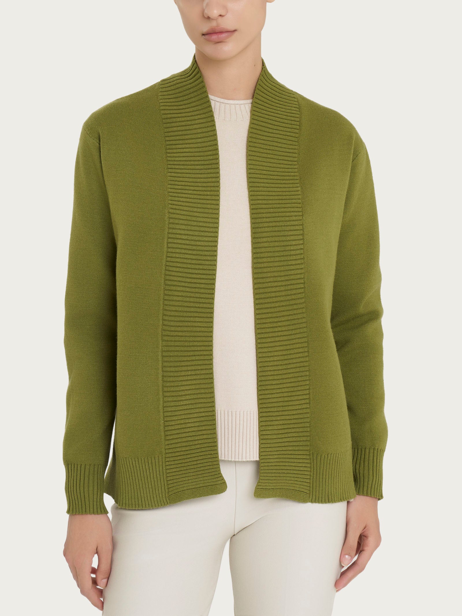 Cardigan aperto in Super Soft  - Sphagnum