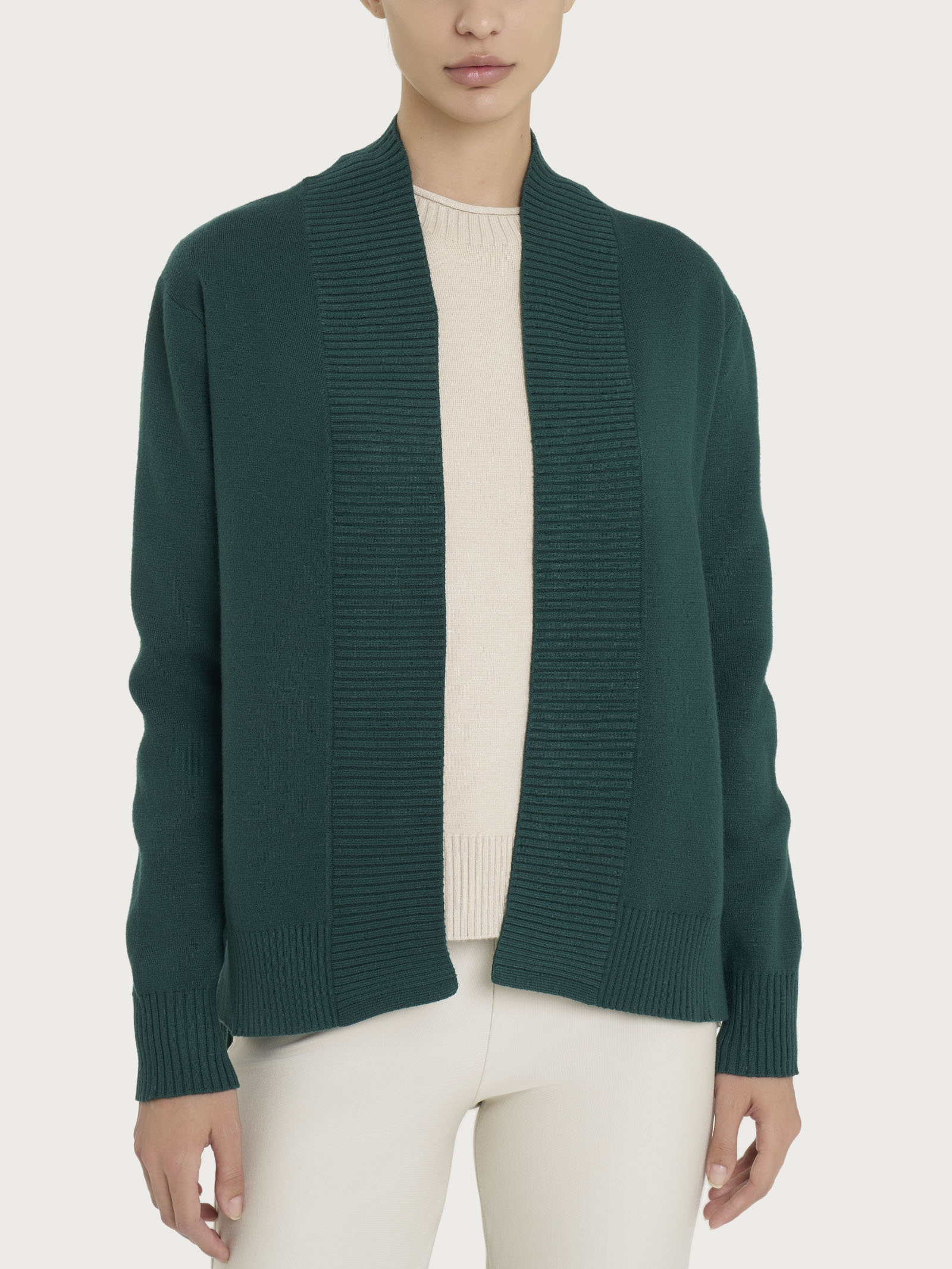Cardigan aperto in Super Soft  - Rain Forest