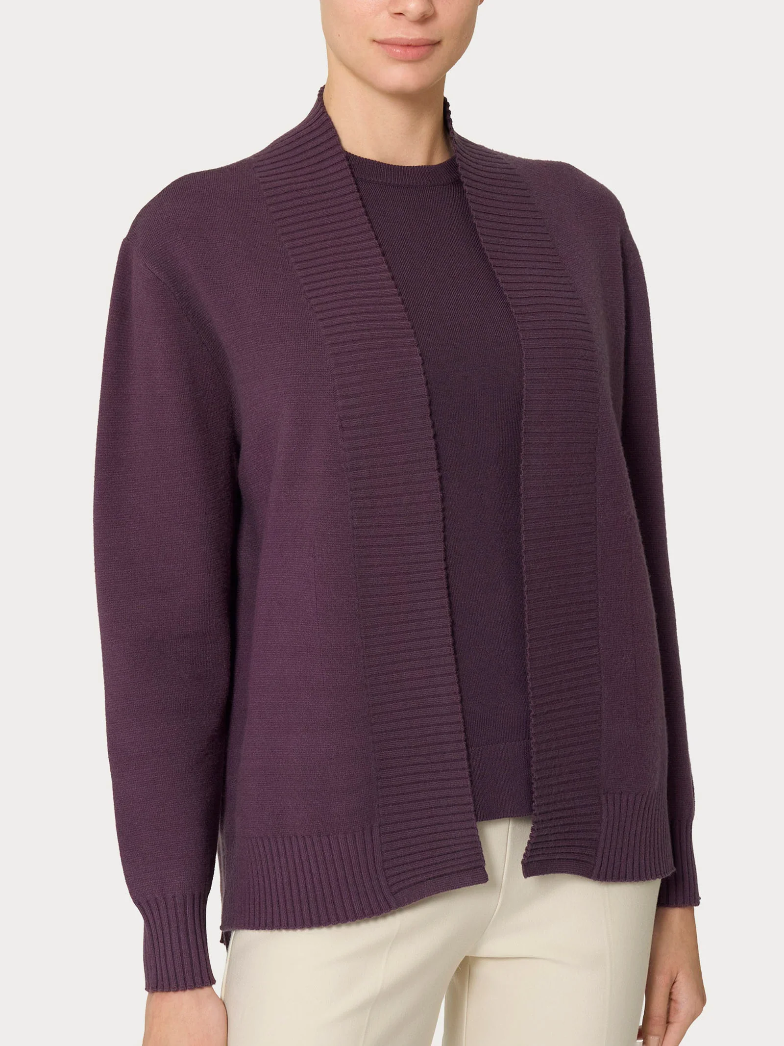 Cardigan aperto in Super Soft - Plum Perfect