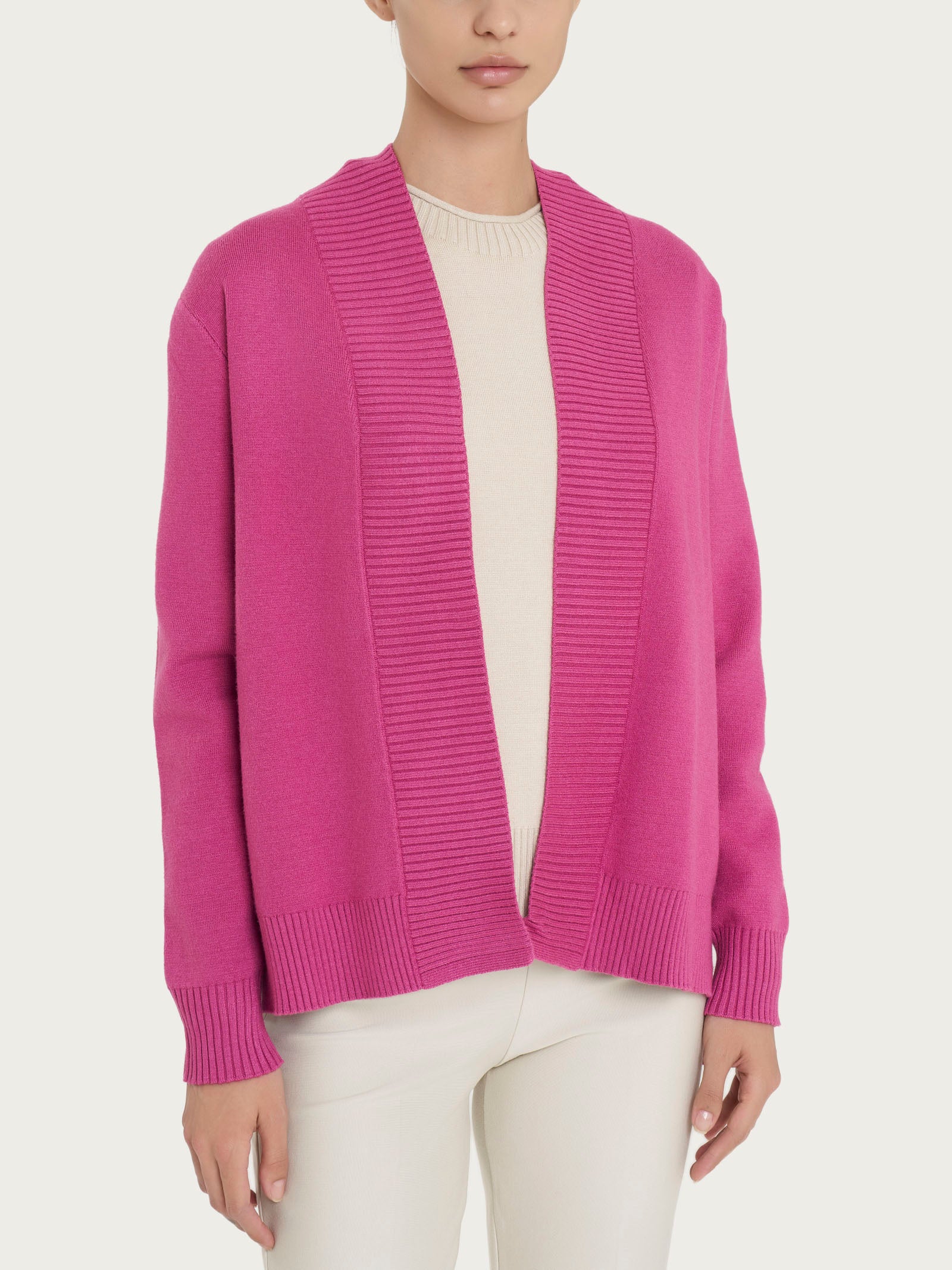 Cardigan aperto in Super Soft - Red Violet