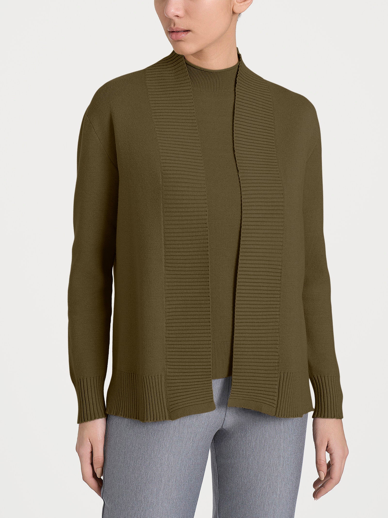 Cardigan aperto in Super Soft - Dark Olive