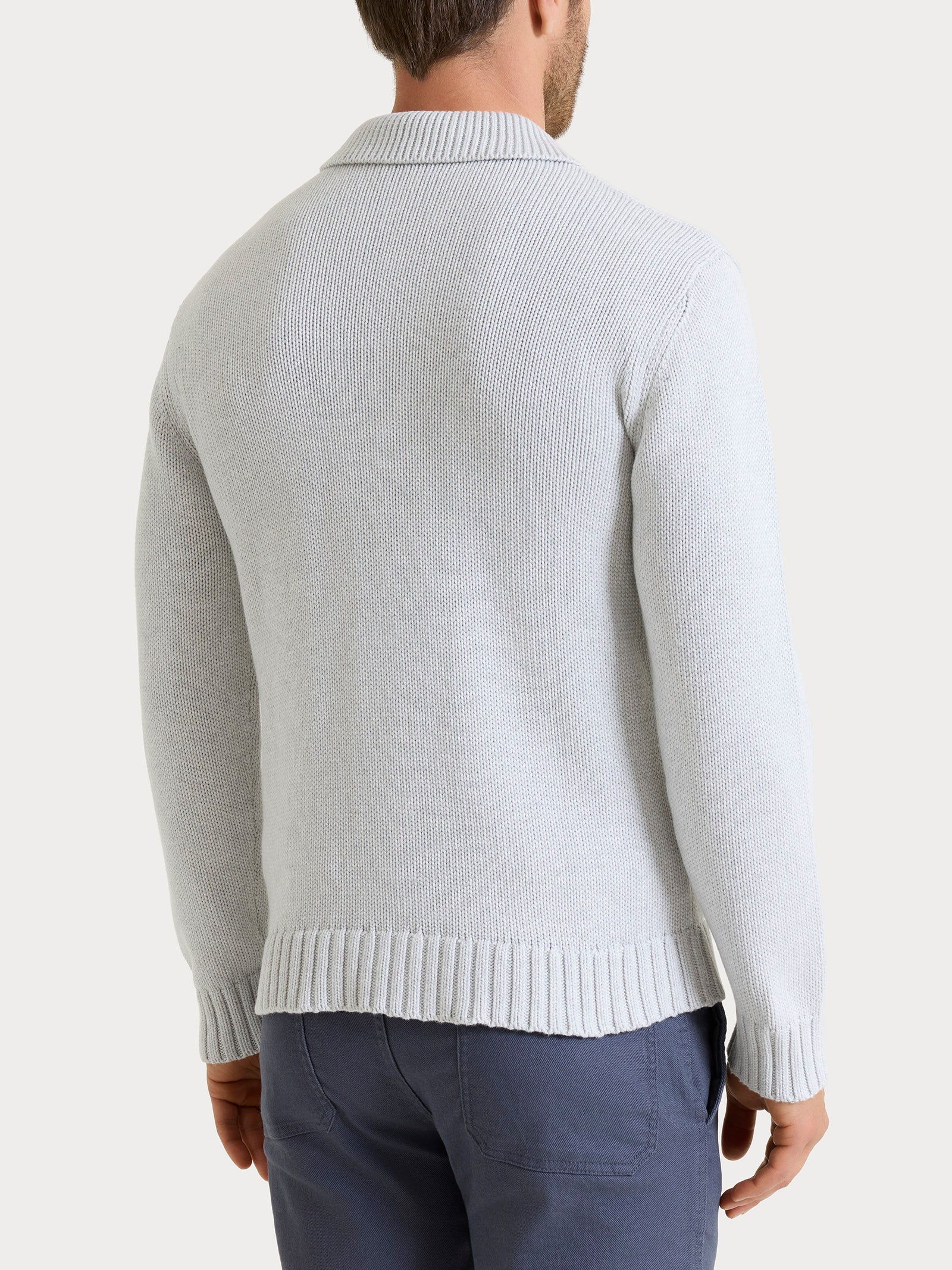 Cardigan con rever in Winter Cotton - Dawn Blue Mel. - Image 2