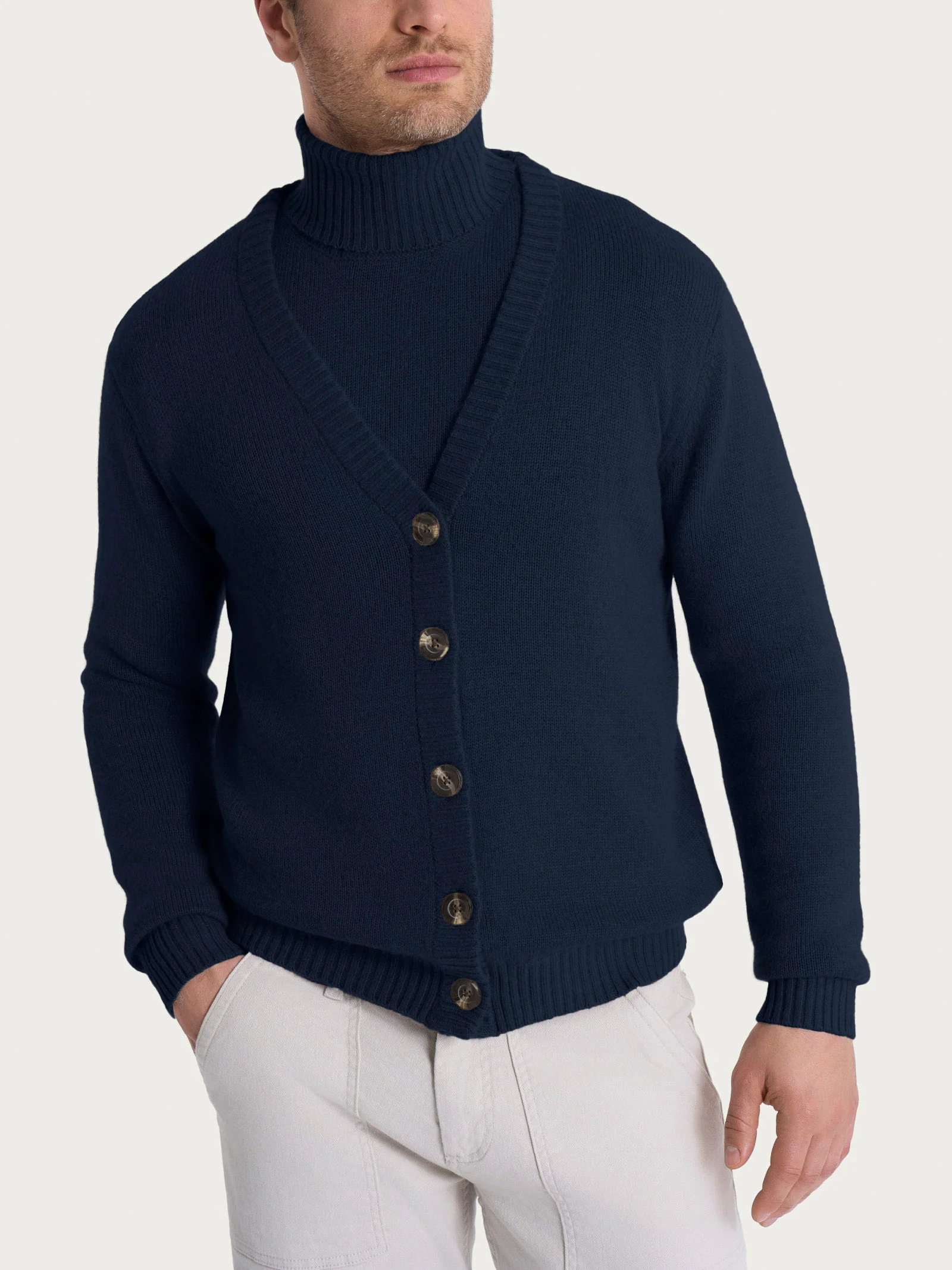 Cardigan con scollo a V in Natural Soft - Bleu