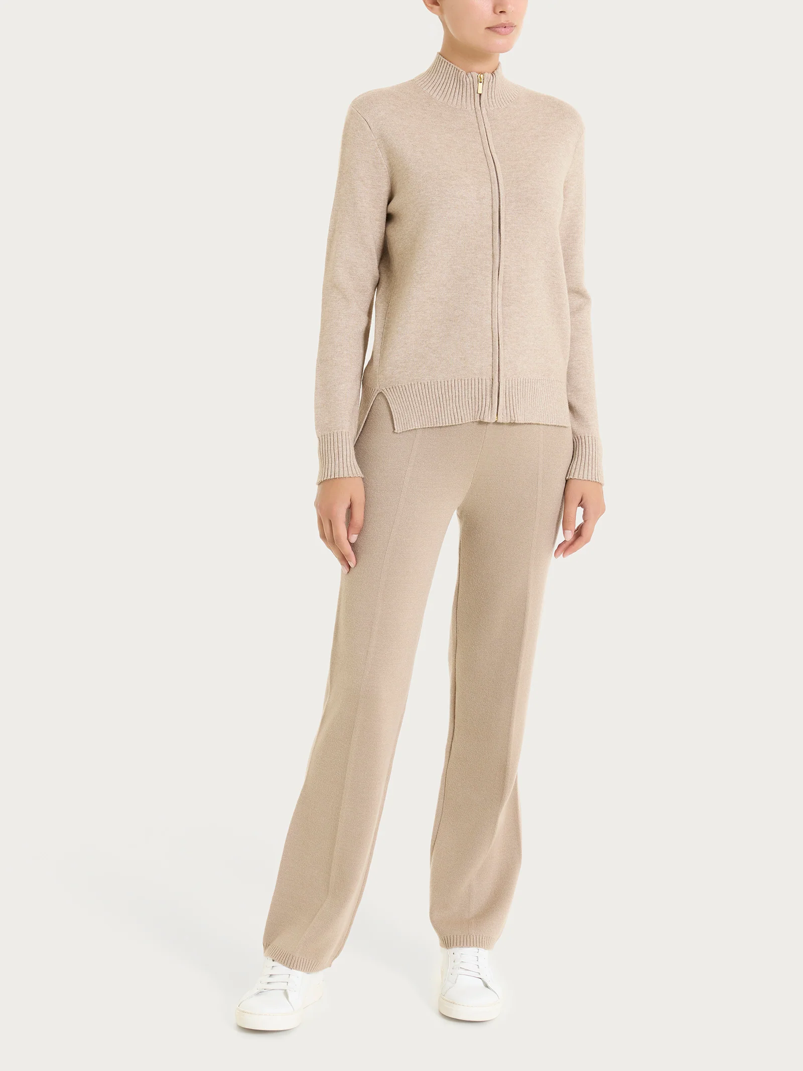 Cardigan con zip asimmetrico in Super soft - Cammello Mel. - Image 5