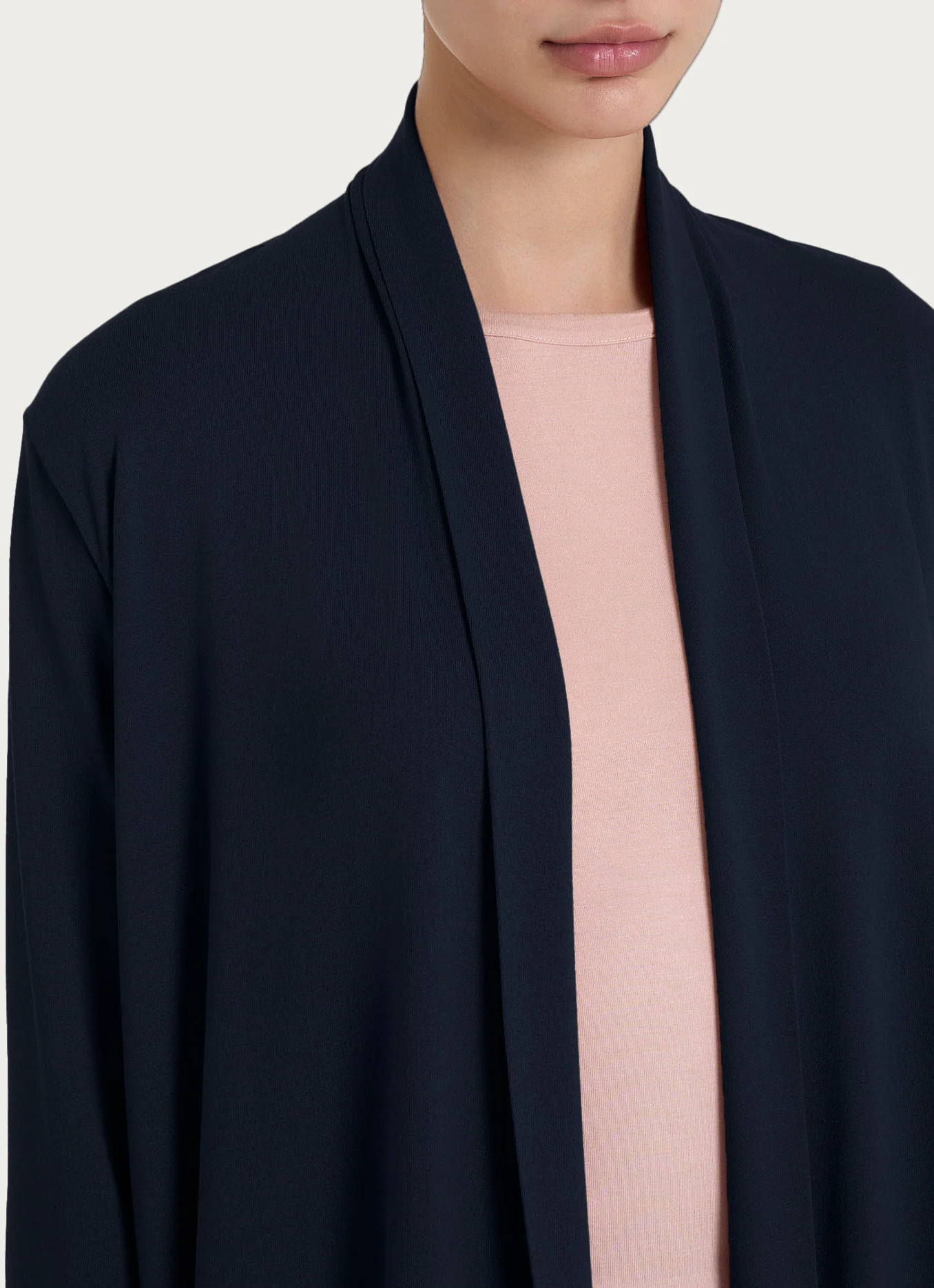 Cardigan corto aperto in jersey di viscosa crêpe - Bleu - Image 3
