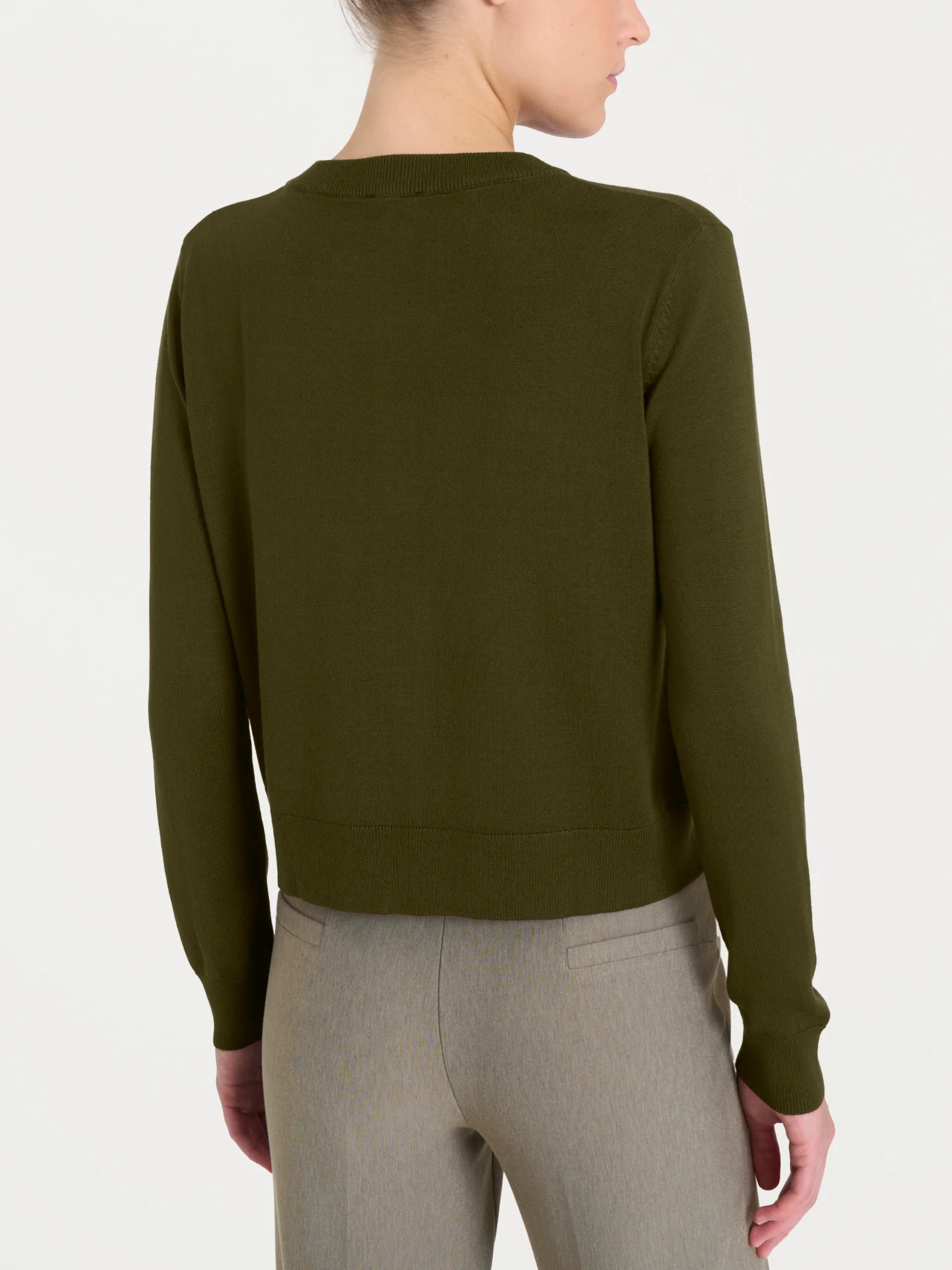 Cardigan corto con bottoni Four Seasons - Dark Olive - Image 2