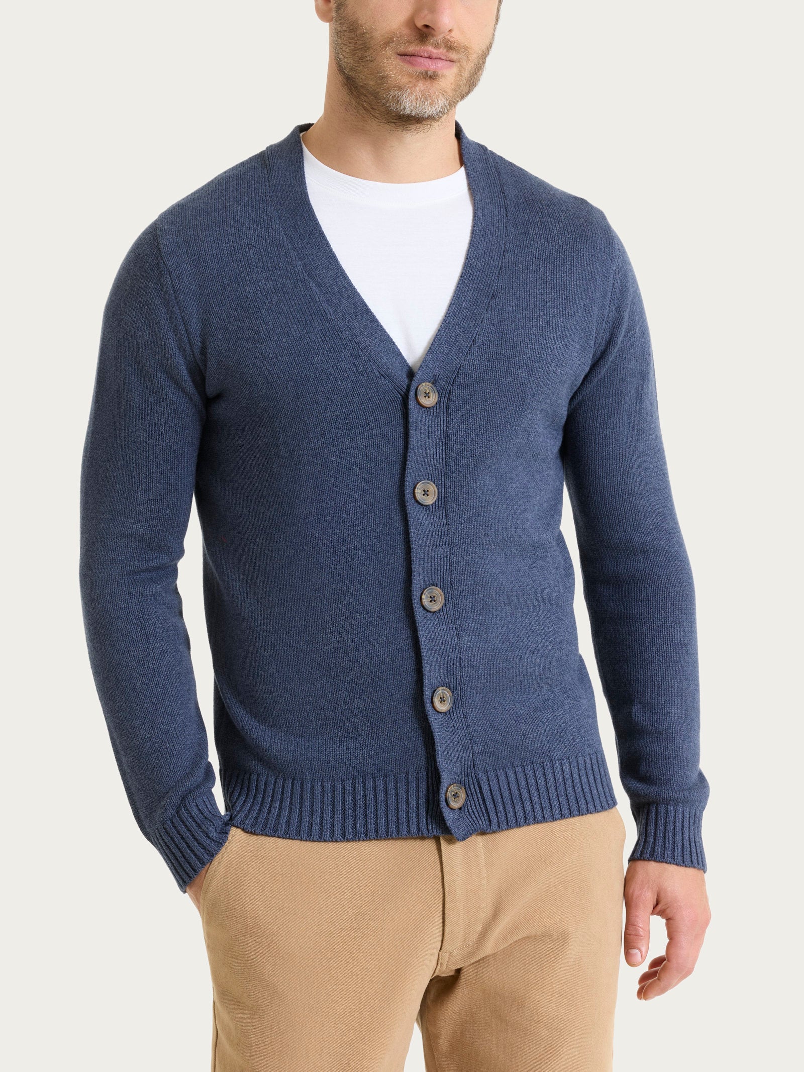 Cardigan in Winter Cotton - Avio Mel.