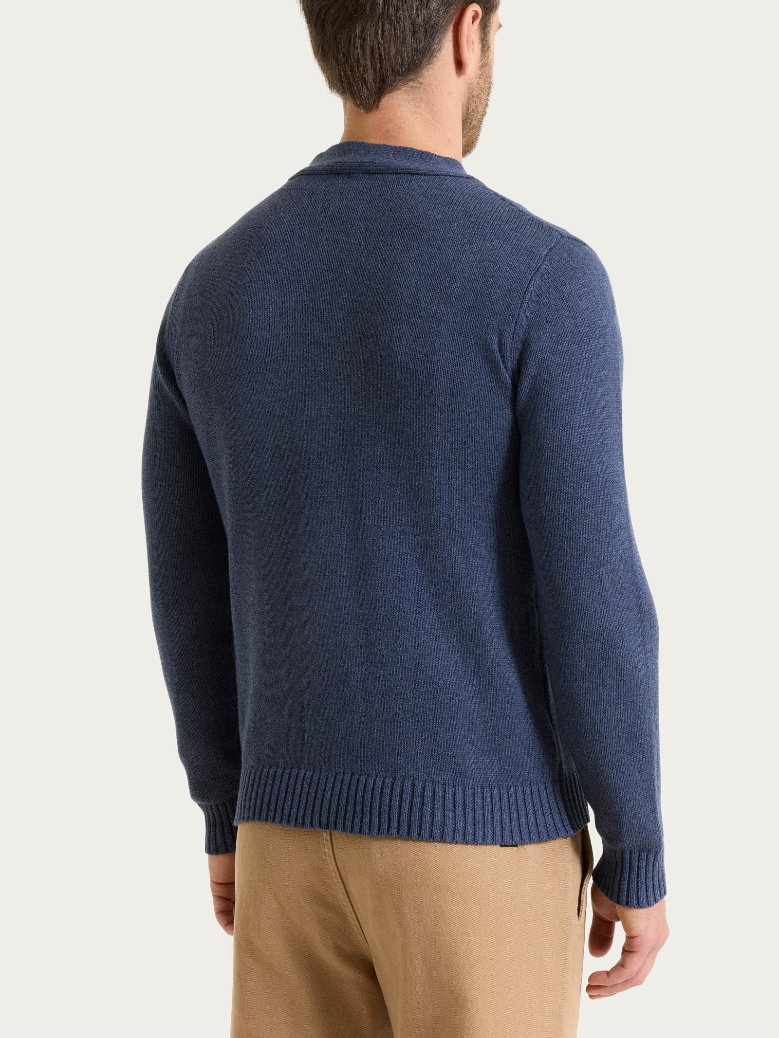 Cardigan in Winter Cotton - Avio Mel. - Image 2