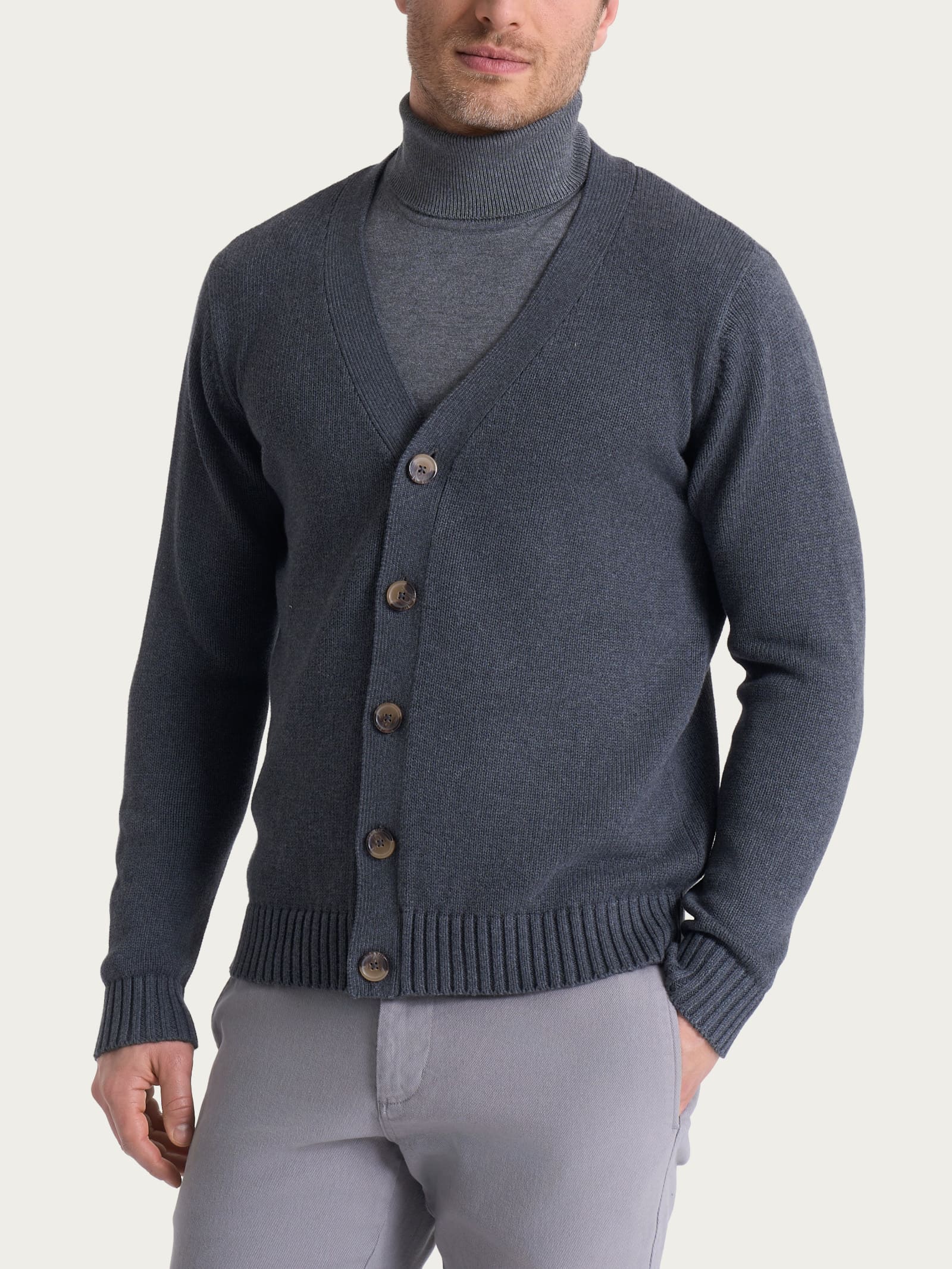 Cardigan in Winter Cotton - Ardesia Mel.