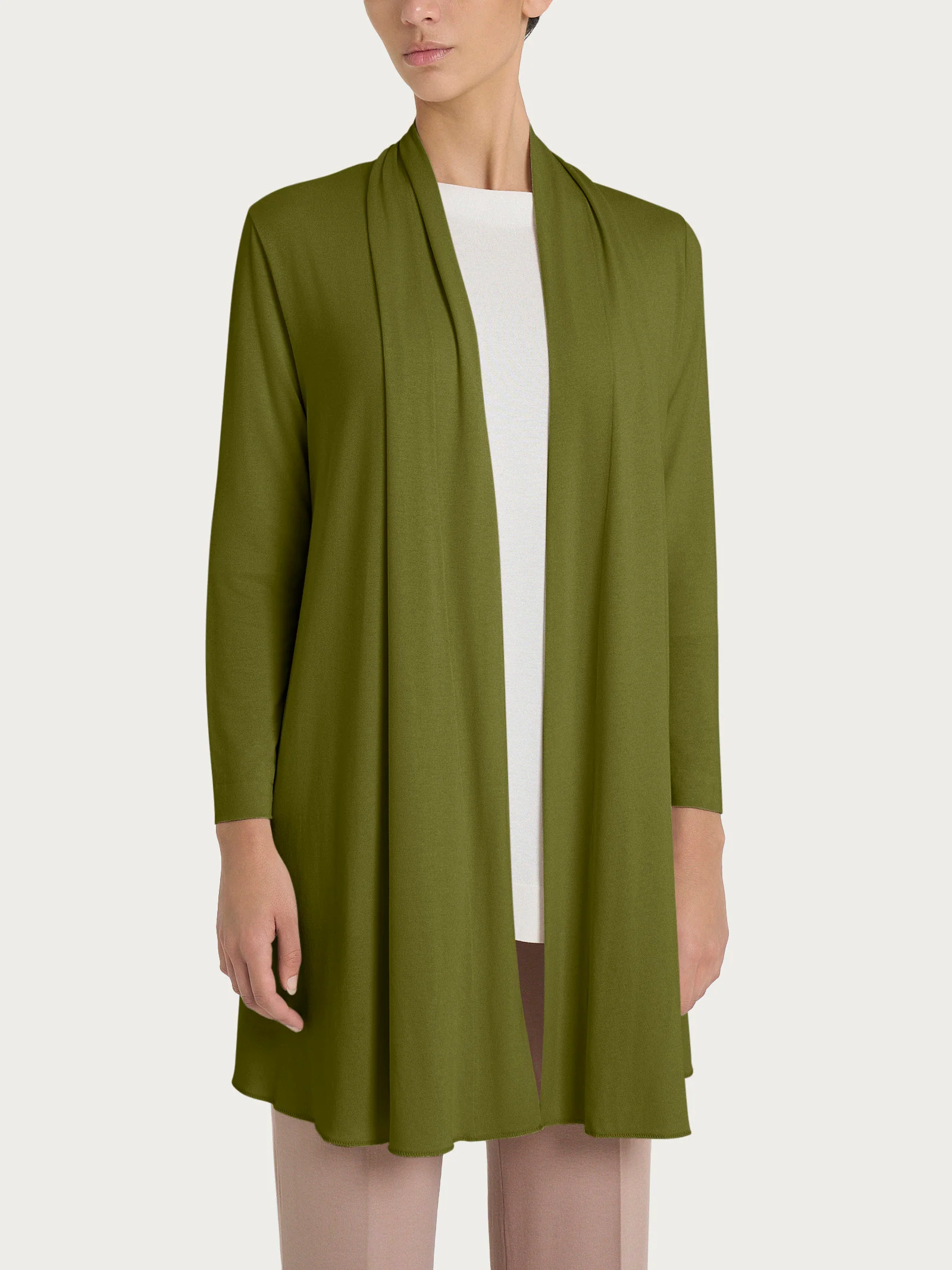 Cardigan lungo aperto in jersey di viscosa crêpe - Sphagnum