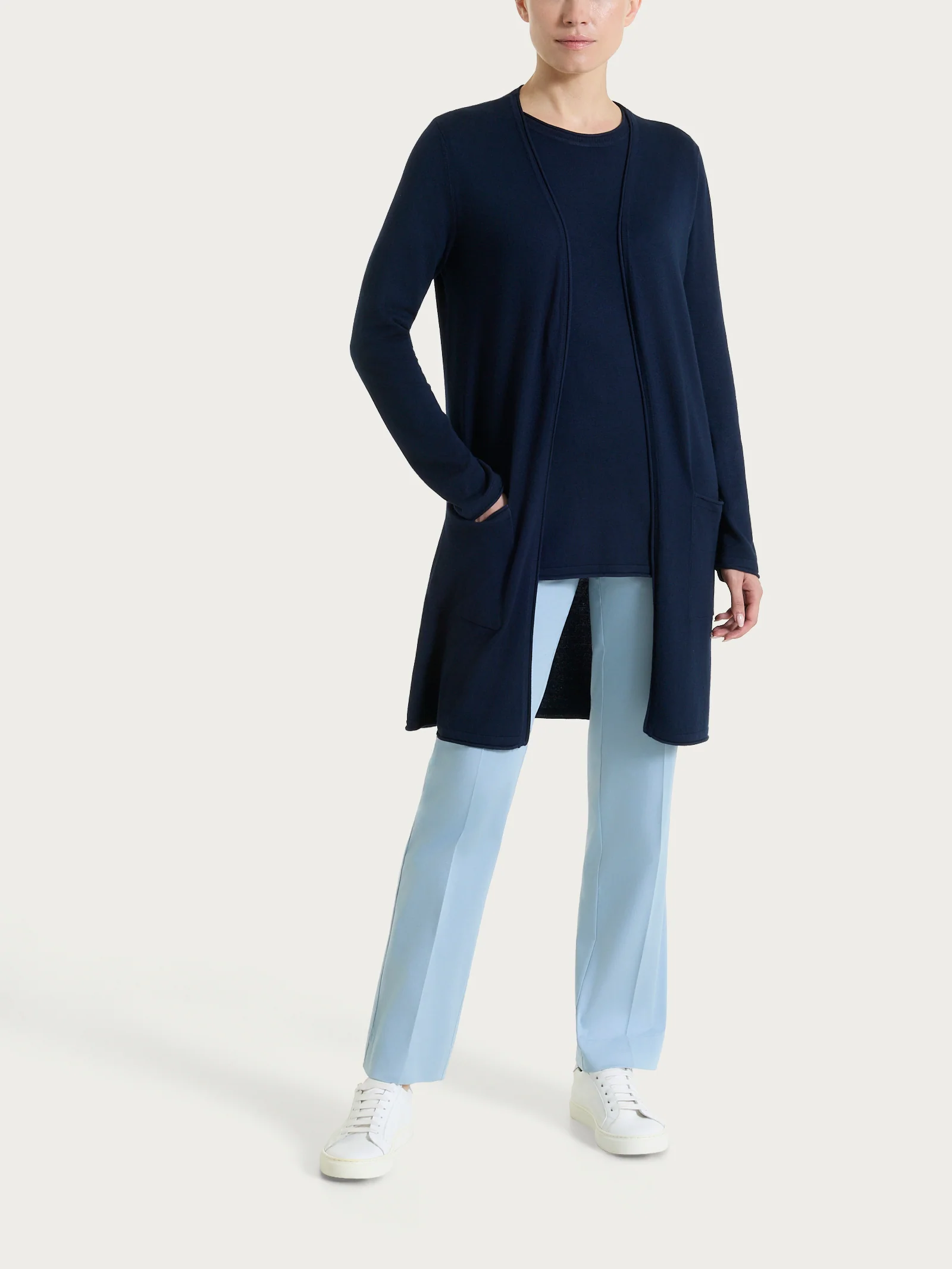 Cardigan lungo aperto in Summertime - Bleu - Image 4