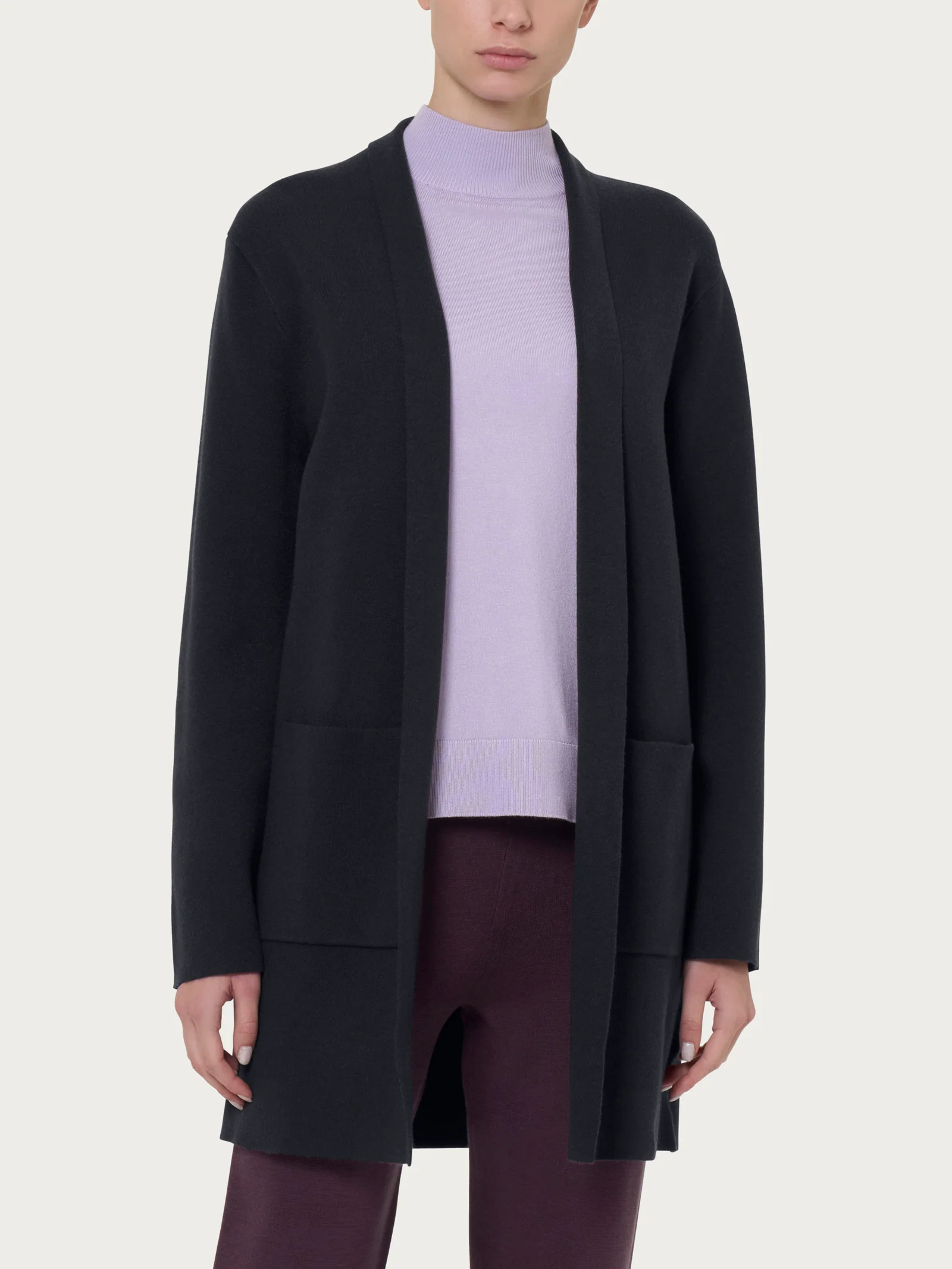 Cardigan lungo aperto in Super Soft - Nero